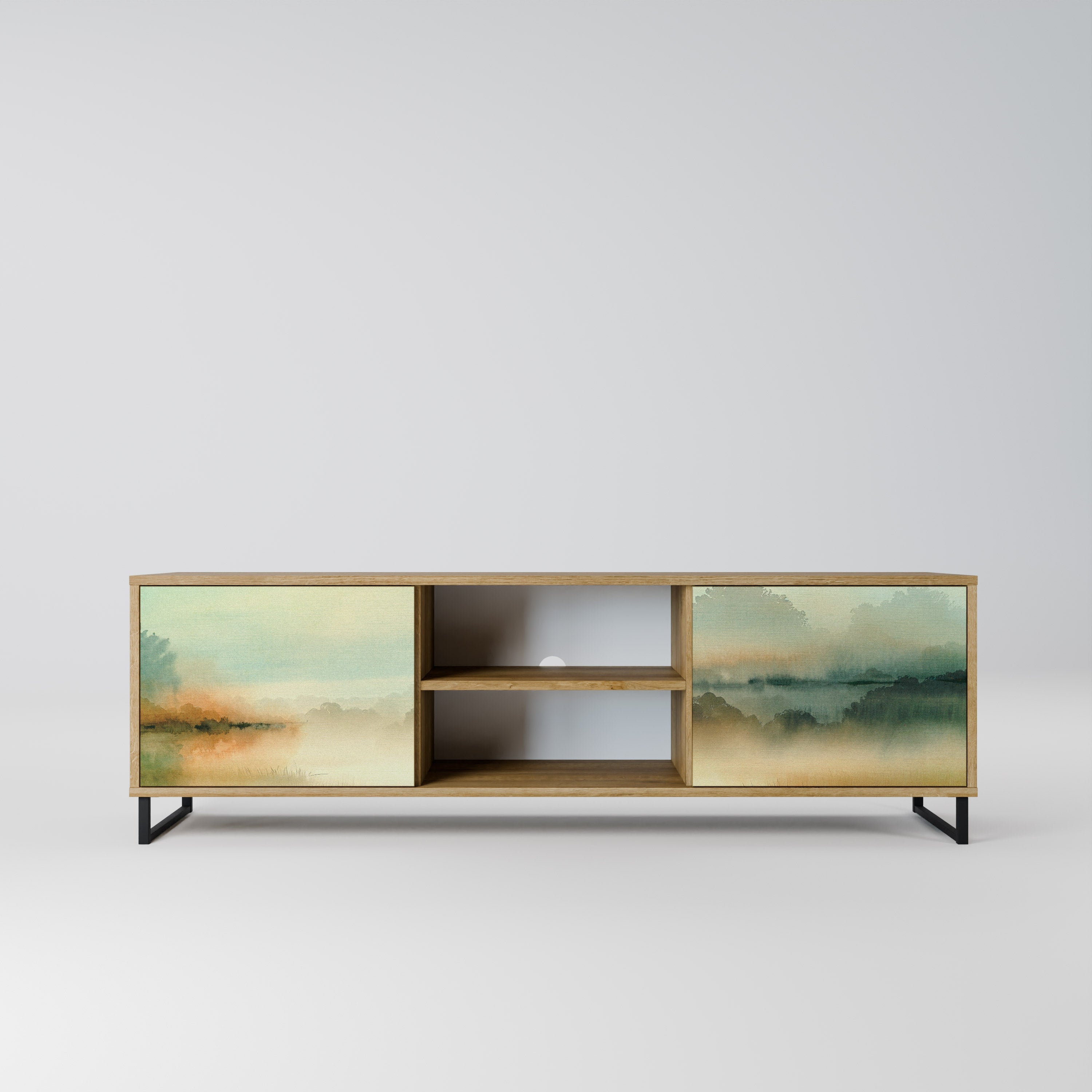 Meuble TV 2 portes MORNING BY THE LAKE effet chêne