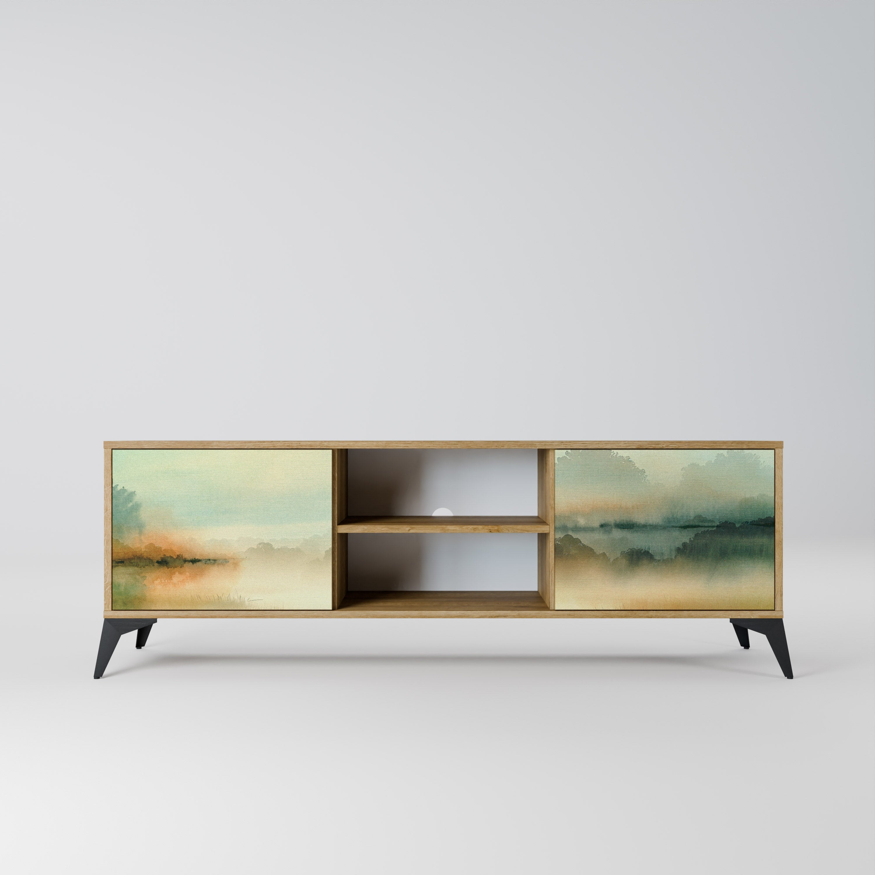 Meuble TV 2 portes MORNING BY THE LAKE effet chêne