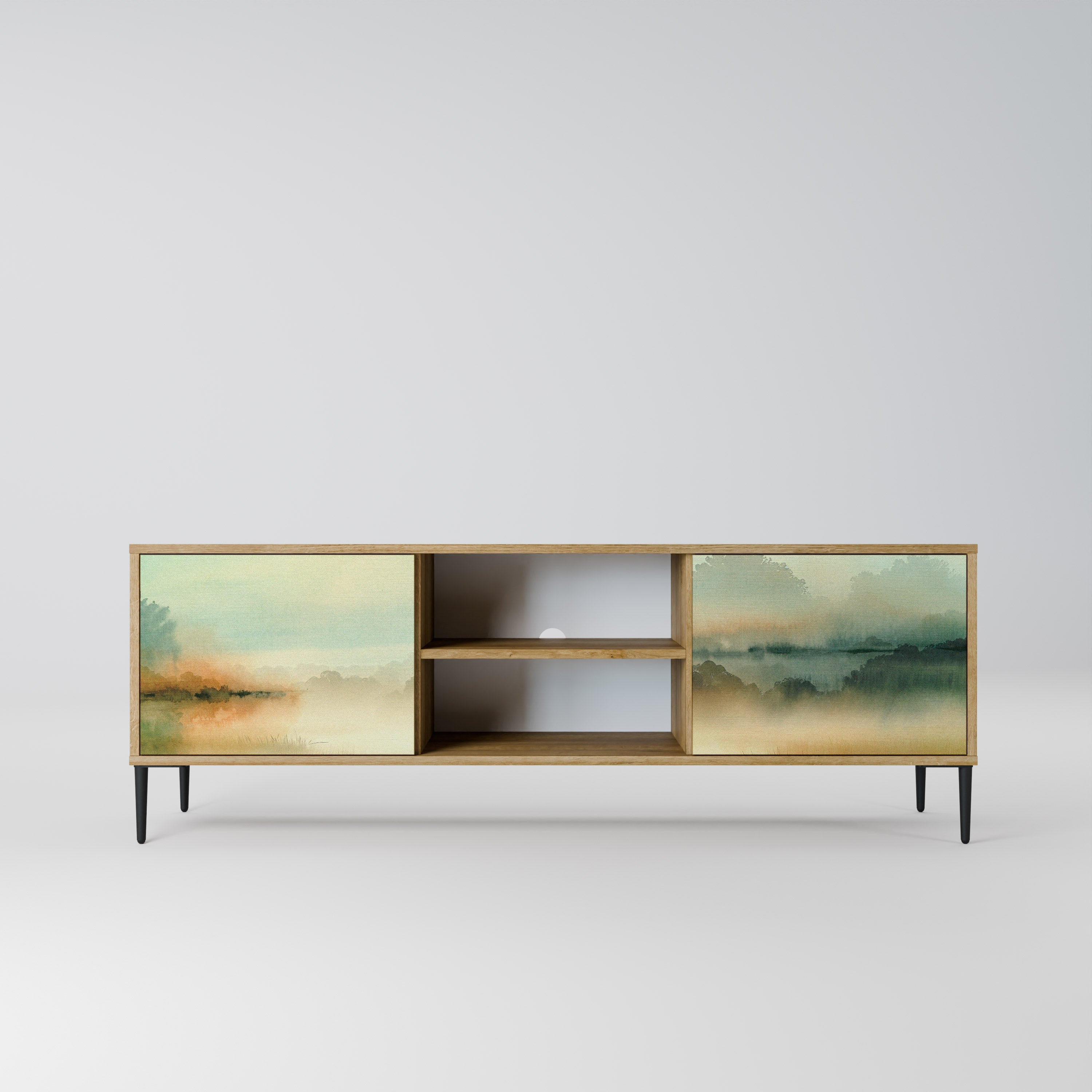 Meuble TV 2 portes MORNING BY THE LAKE effet chêne