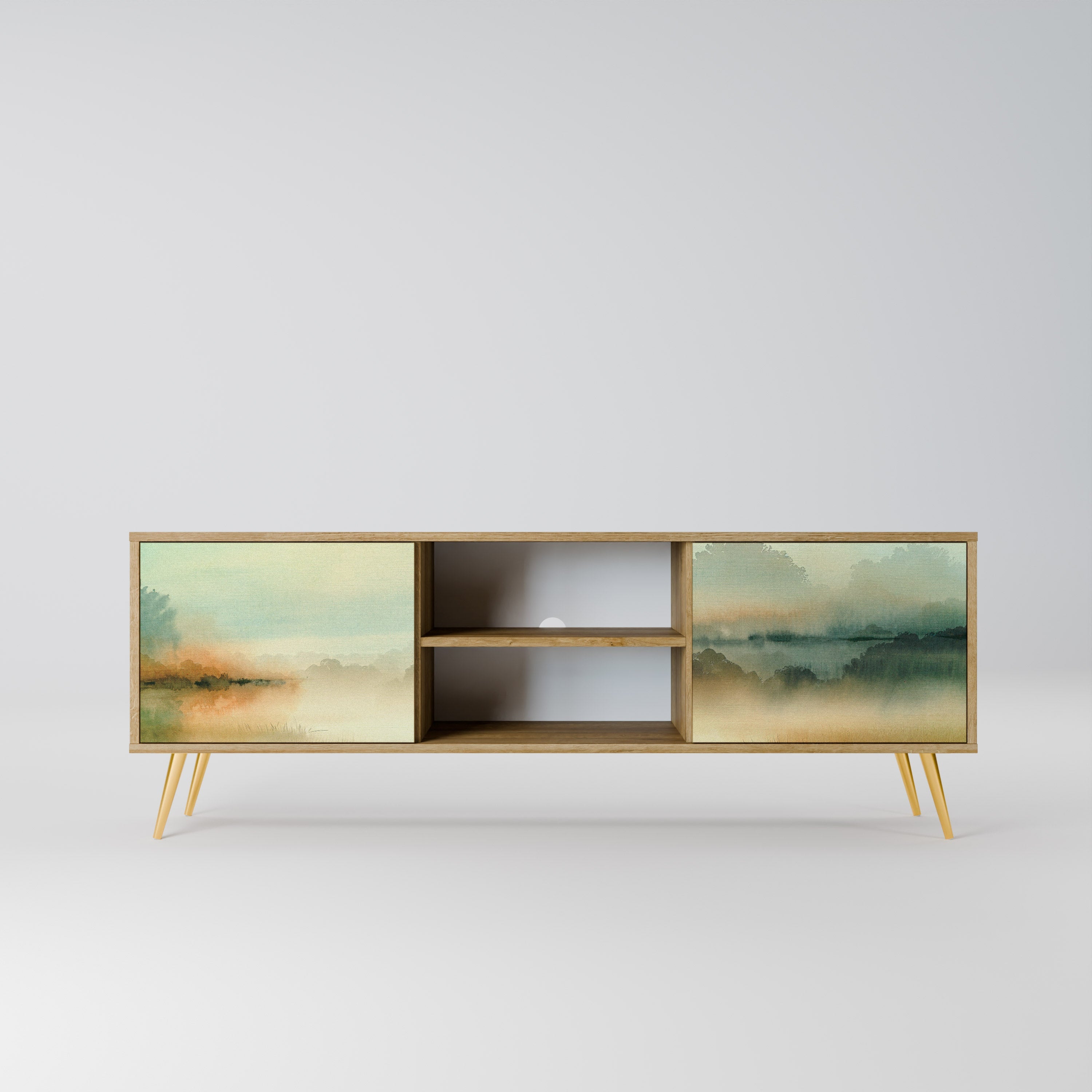 Meuble TV 2 portes MORNING BY THE LAKE effet chêne