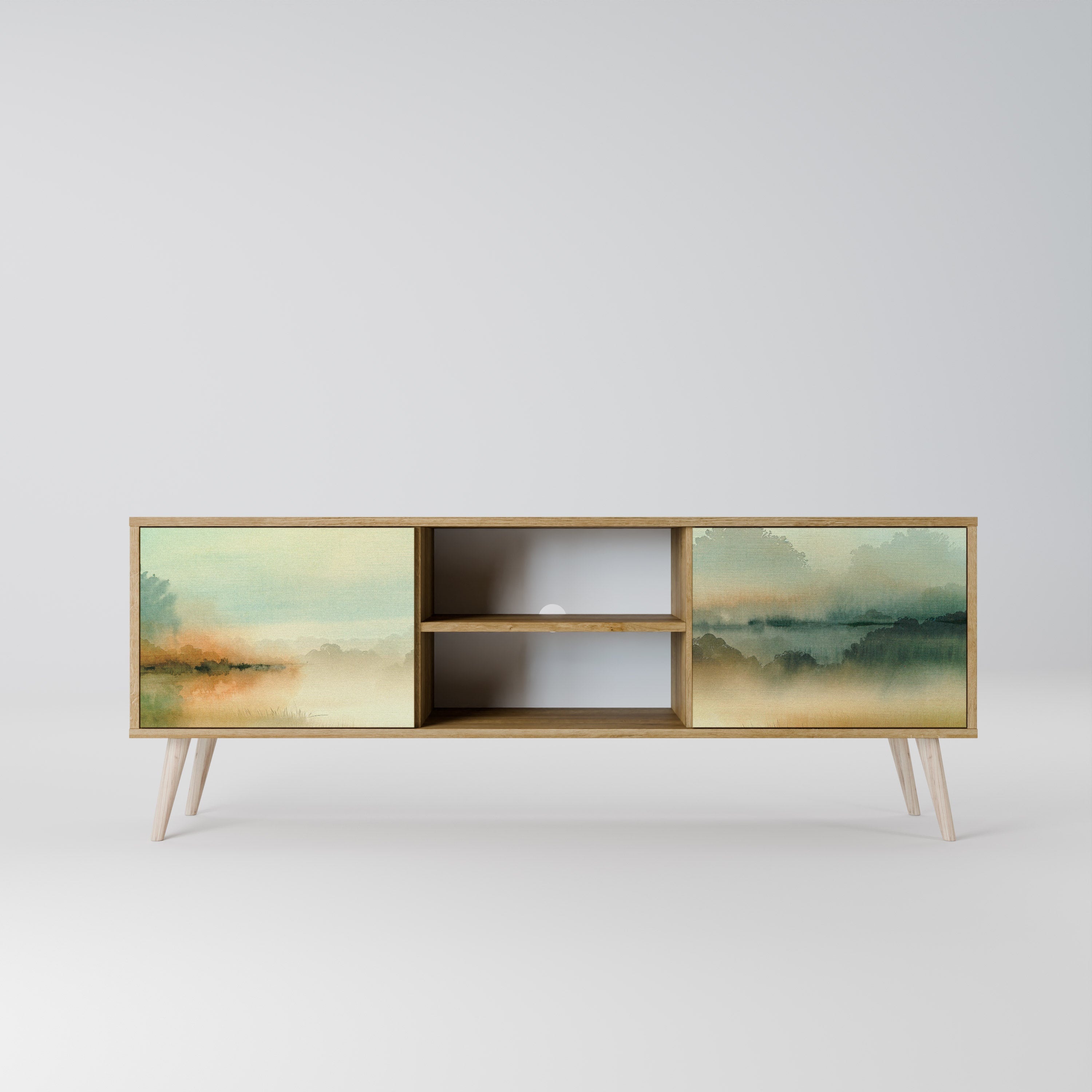 Meuble TV 2 portes MORNING BY THE LAKE effet chêne