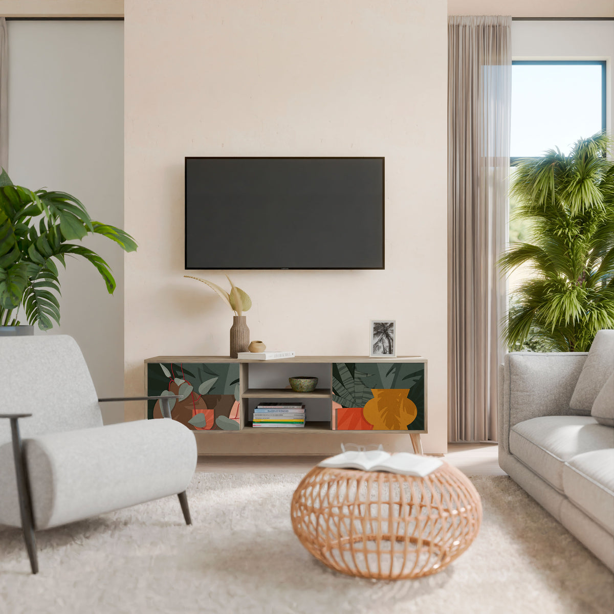 TROPICAL COMPOSITION 2-Door TV Cabinet