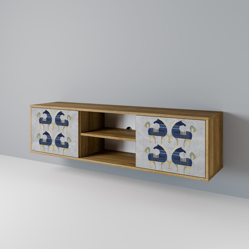 Meuble TV 2 portes MAJESTIC STEED effet chêne