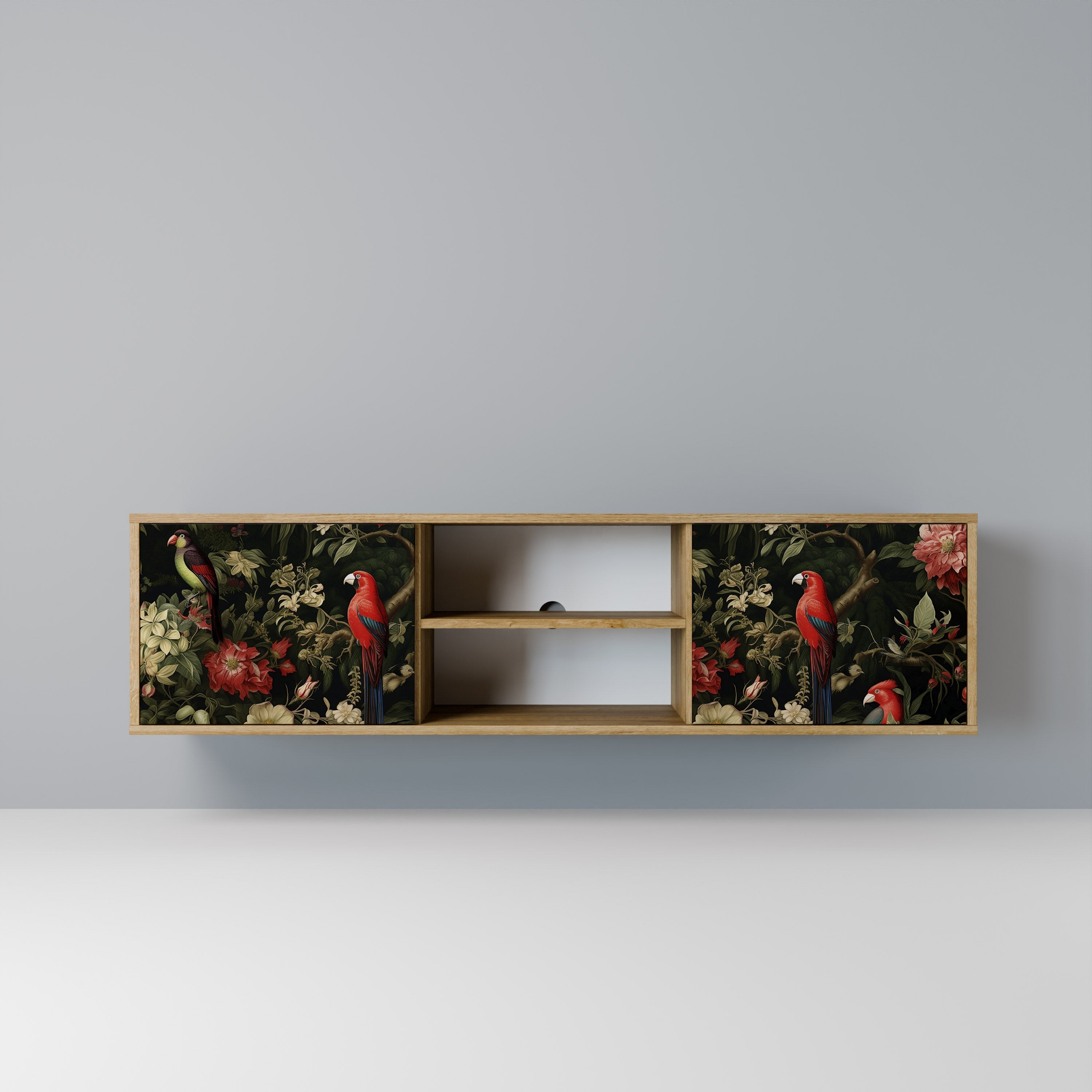 Meuble TV 2 portes AVIAN GREENERY effet chêne