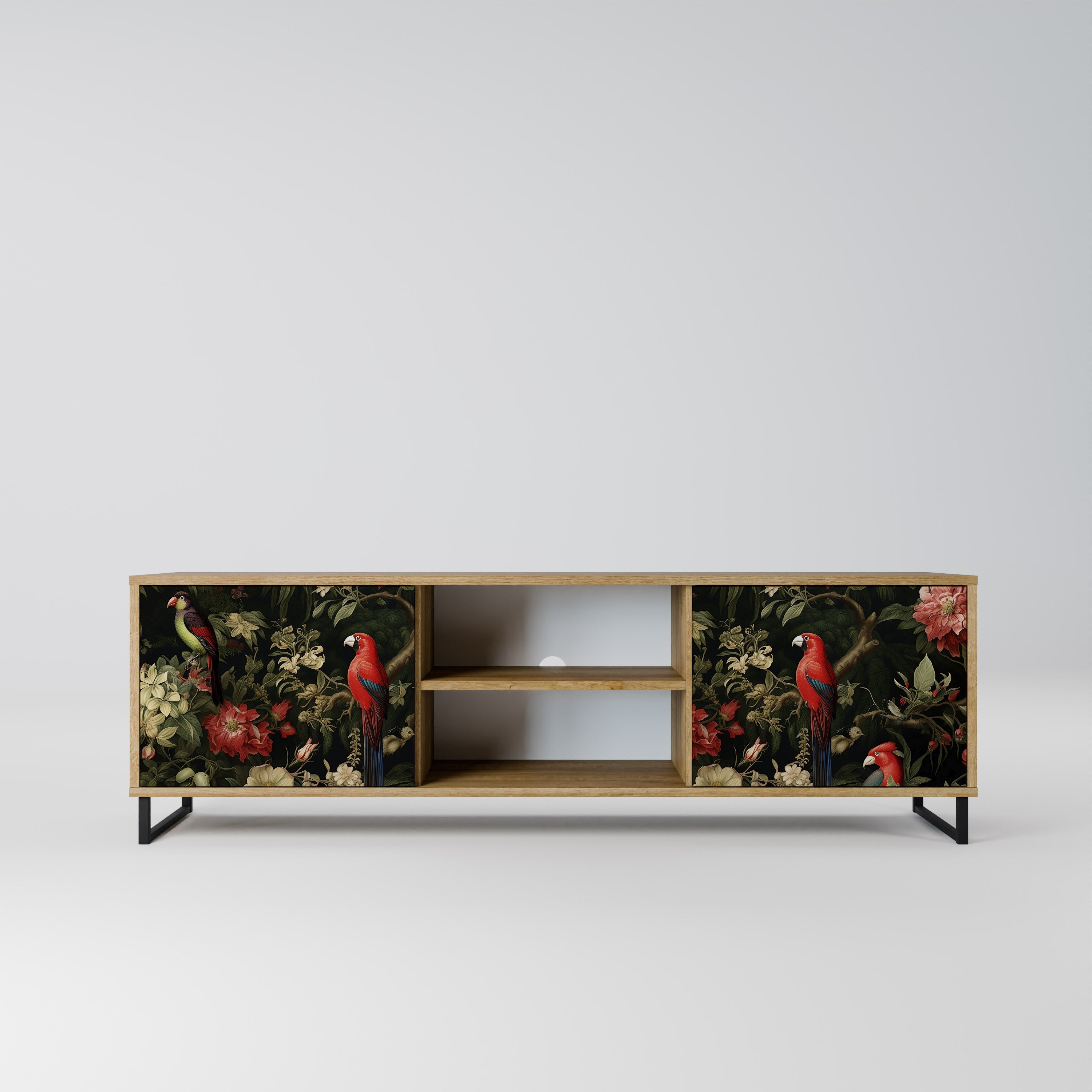 Meuble TV 2 portes AVIAN GREENERY effet chêne