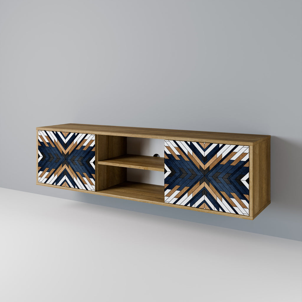 ARTFUL GEOMETRY 2-Door TV Stand in Oak Effect