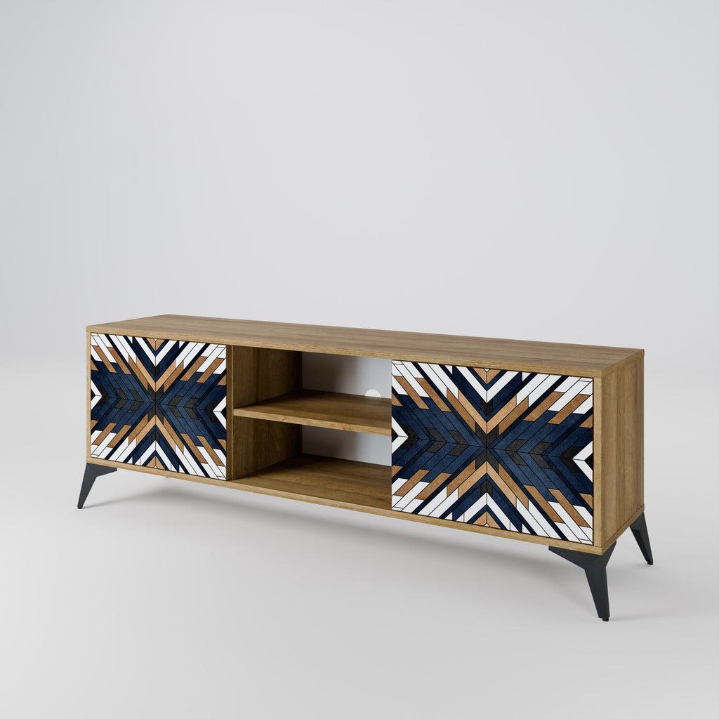 ARTFUL GEOMETRY 2-Door TV Stand in Oak Effect