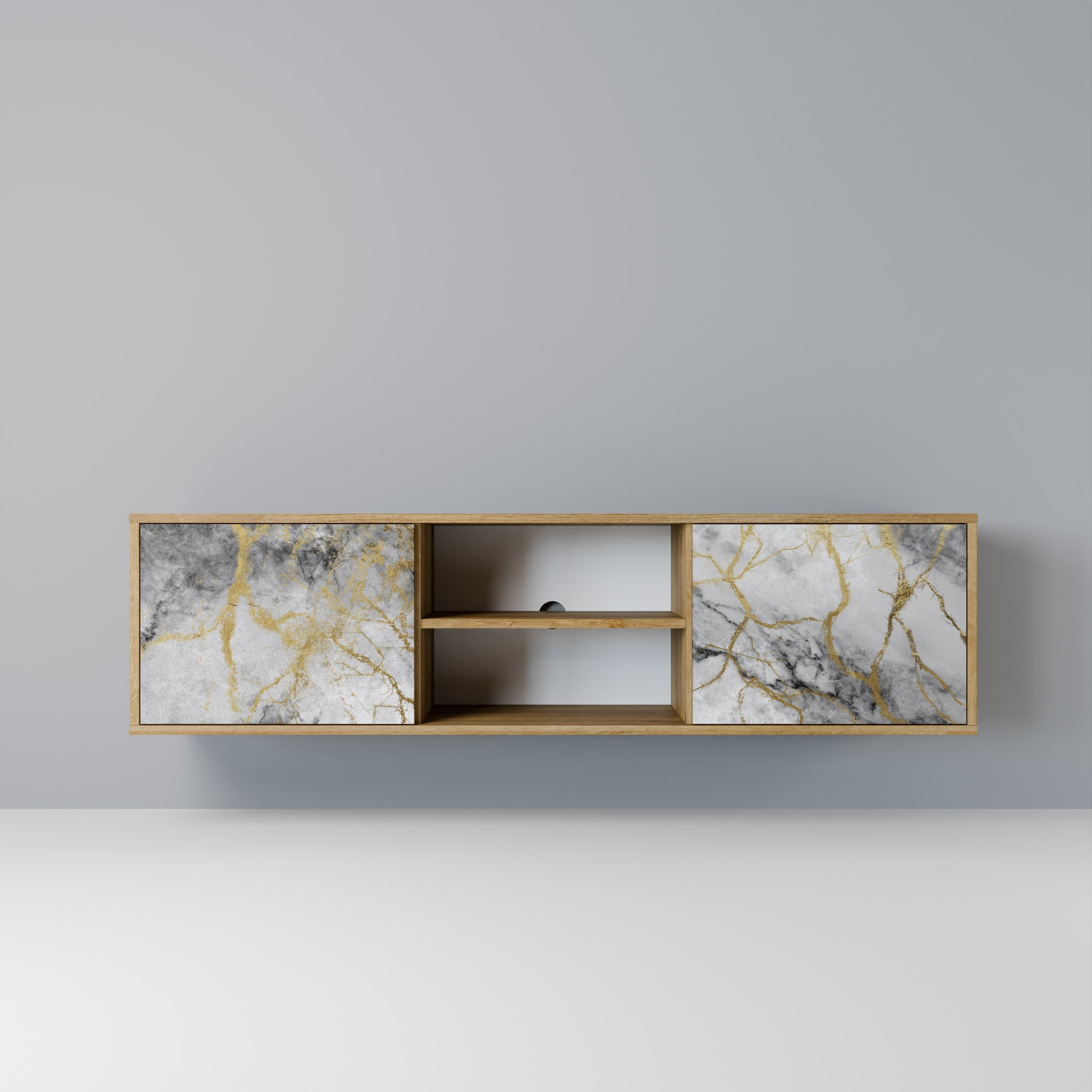 Meuble TV 2 portes TIMELESS GLIDE effet chêne