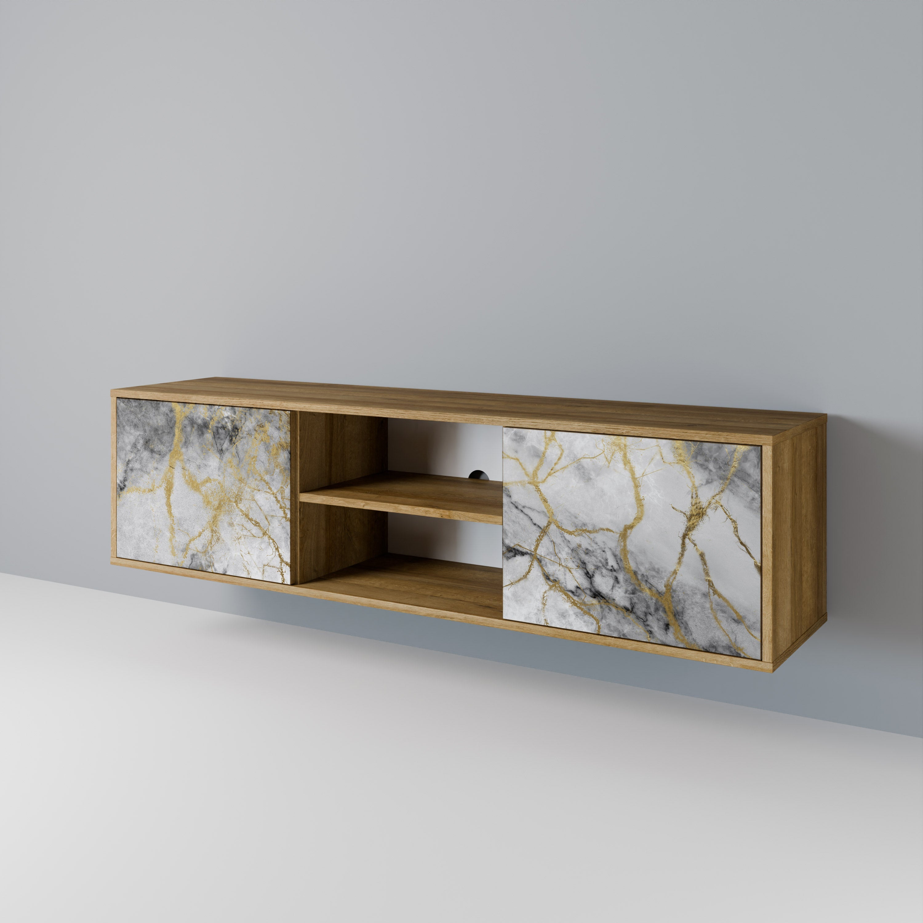 Meuble TV 2 portes TIMELESS GLIDE effet chêne