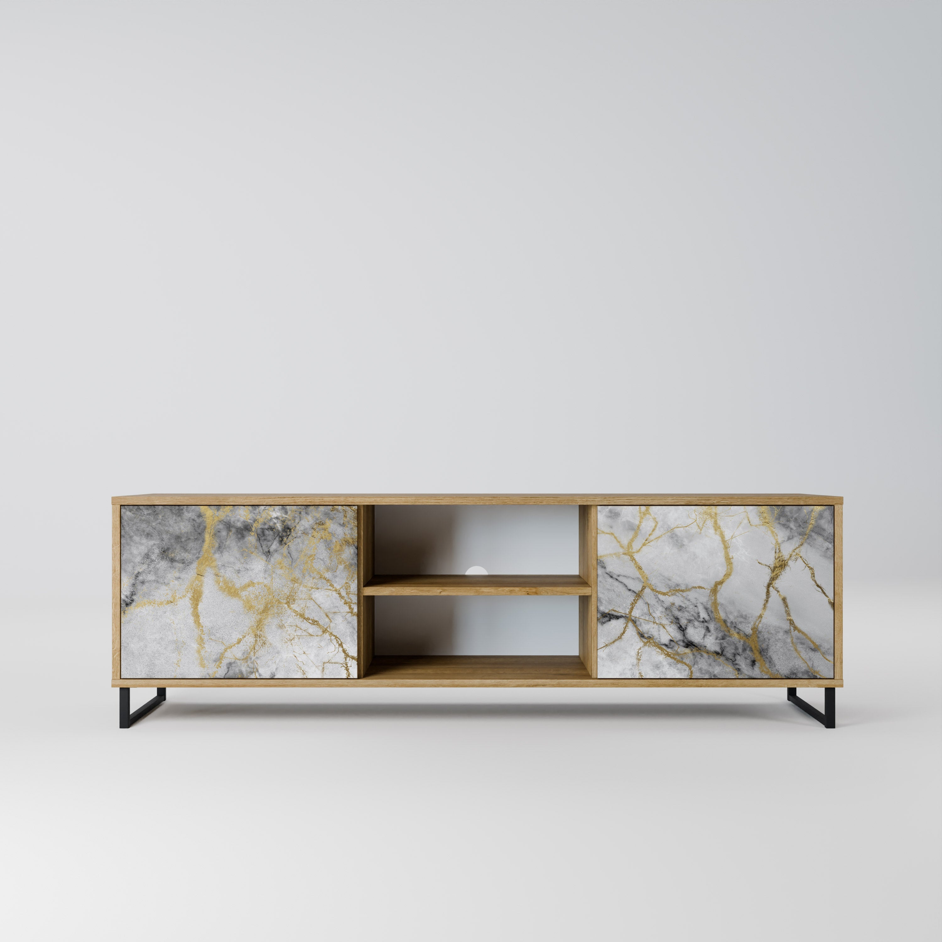 Meuble TV 2 portes TIMELESS GLIDE effet chêne