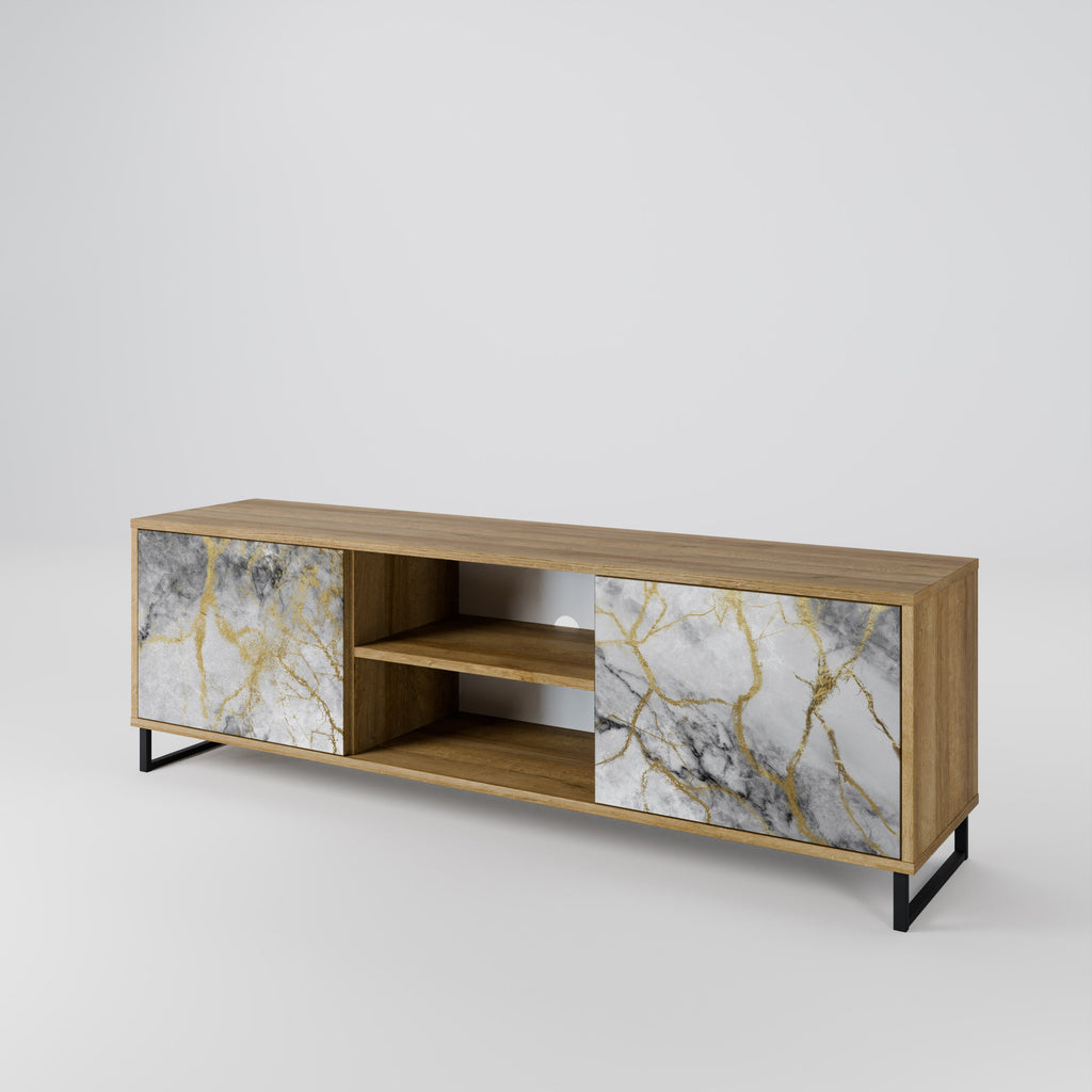 Meuble TV 2 portes TIMELESS GLIDE effet chêne