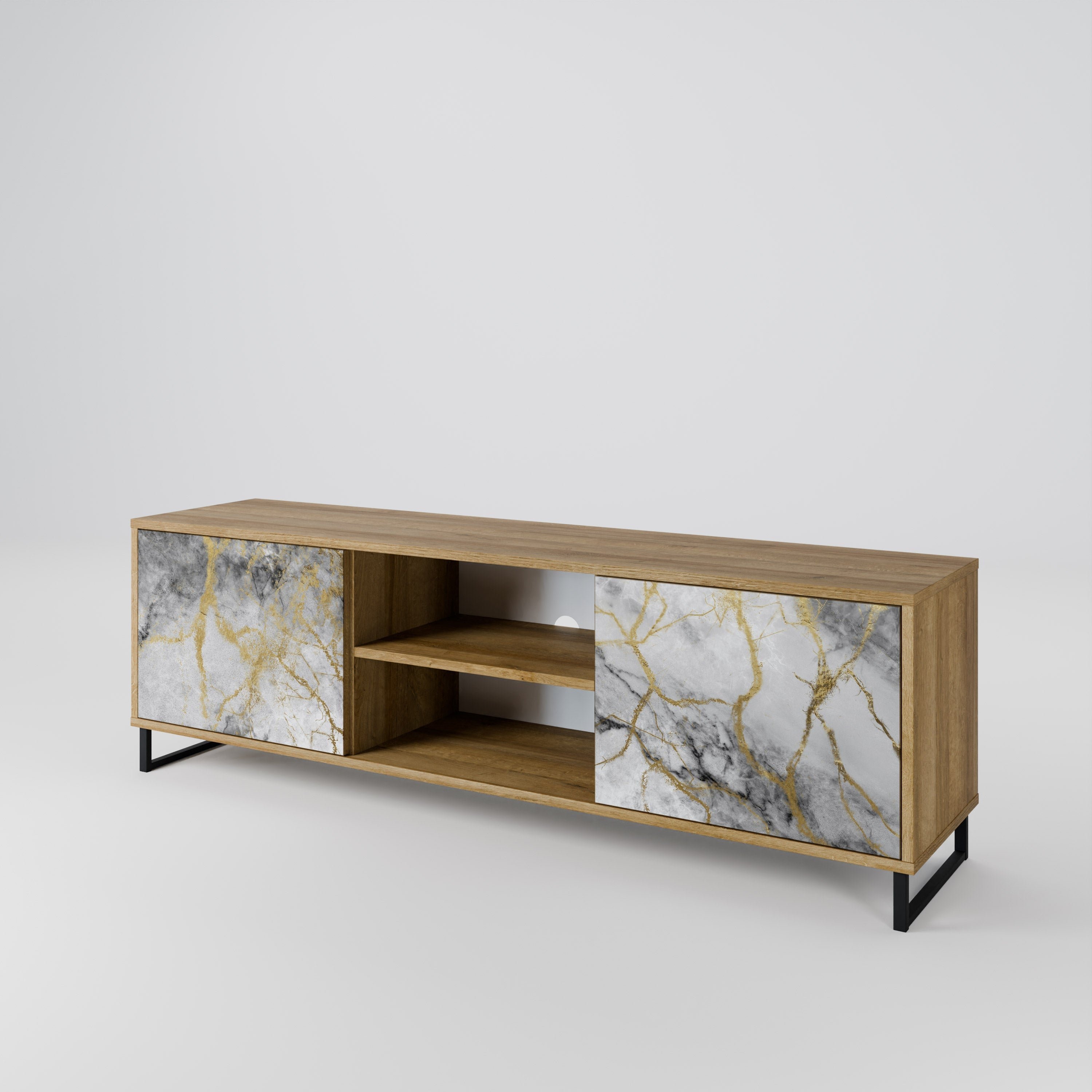 Meuble TV 2 portes TIMELESS GLIDE effet chêne