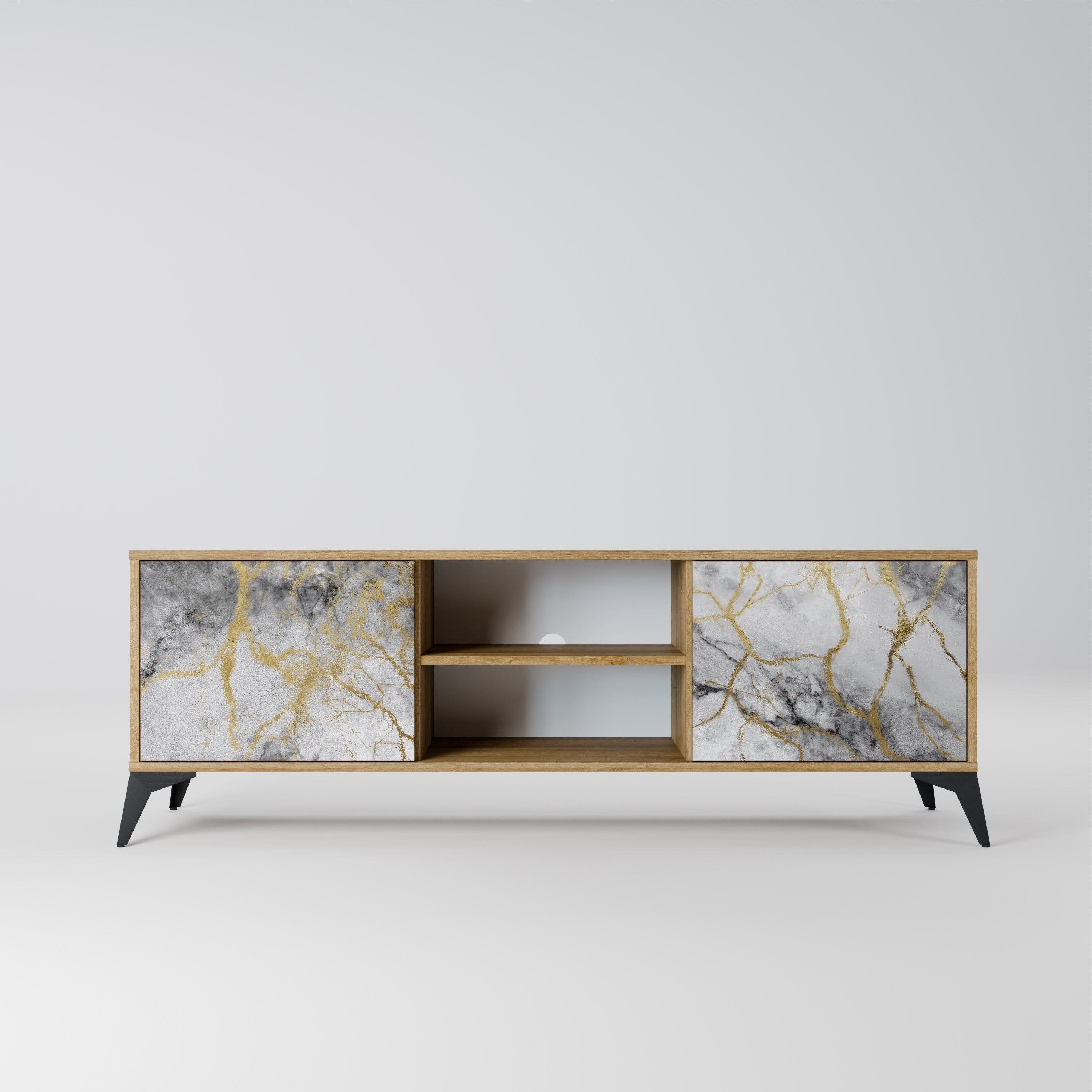 Meuble TV 2 portes TIMELESS GLIDE effet chêne