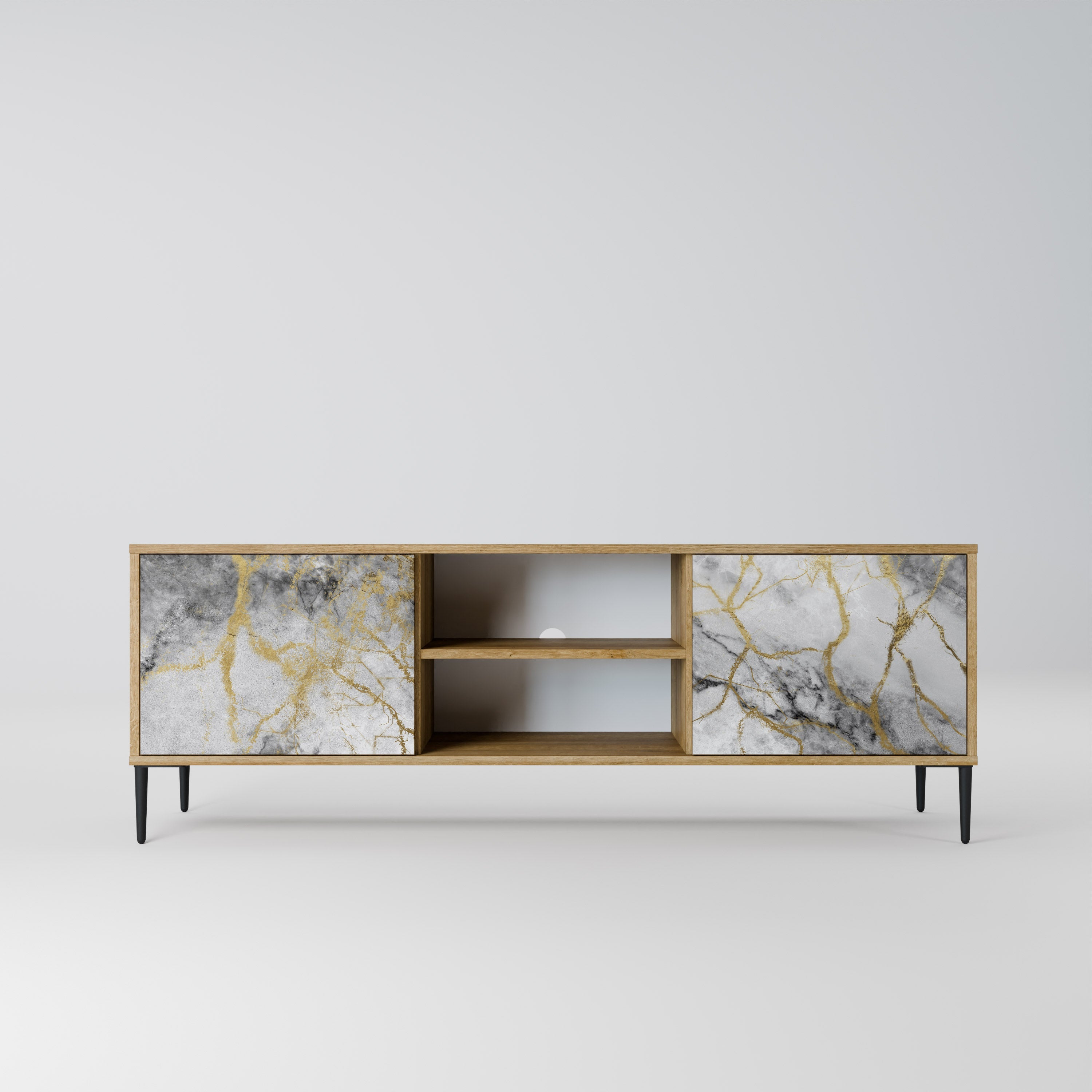 Meuble TV 2 portes TIMELESS GLIDE effet chêne