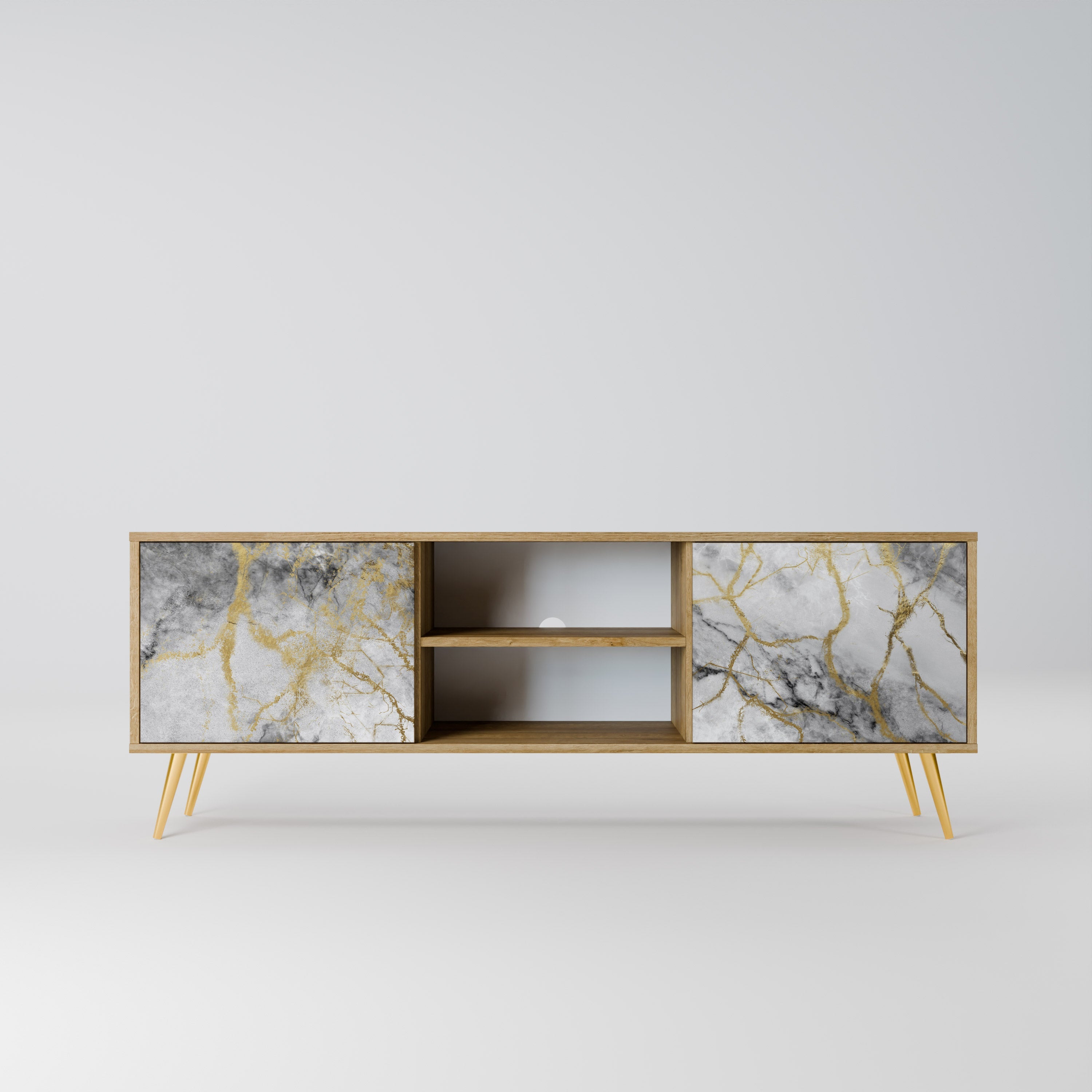 Meuble TV 2 portes TIMELESS GLIDE effet chêne