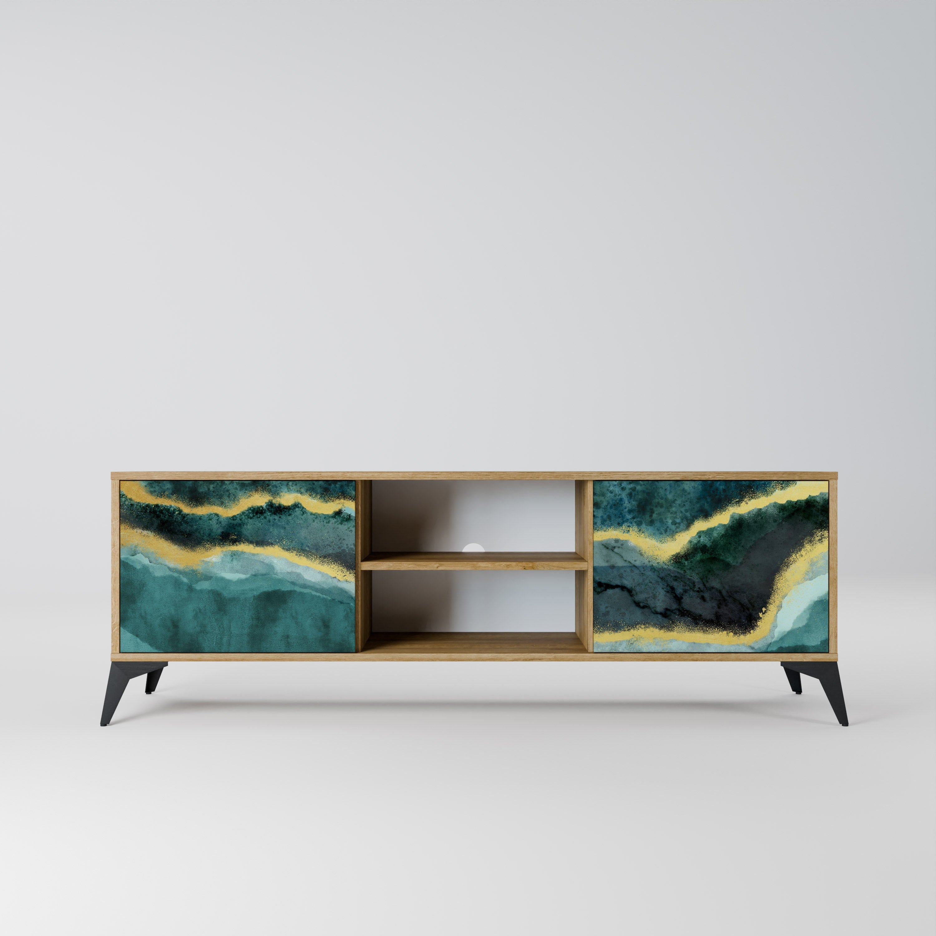 Meuble TV 2 portes GOLDRUSH ODYSSEY effet chêne