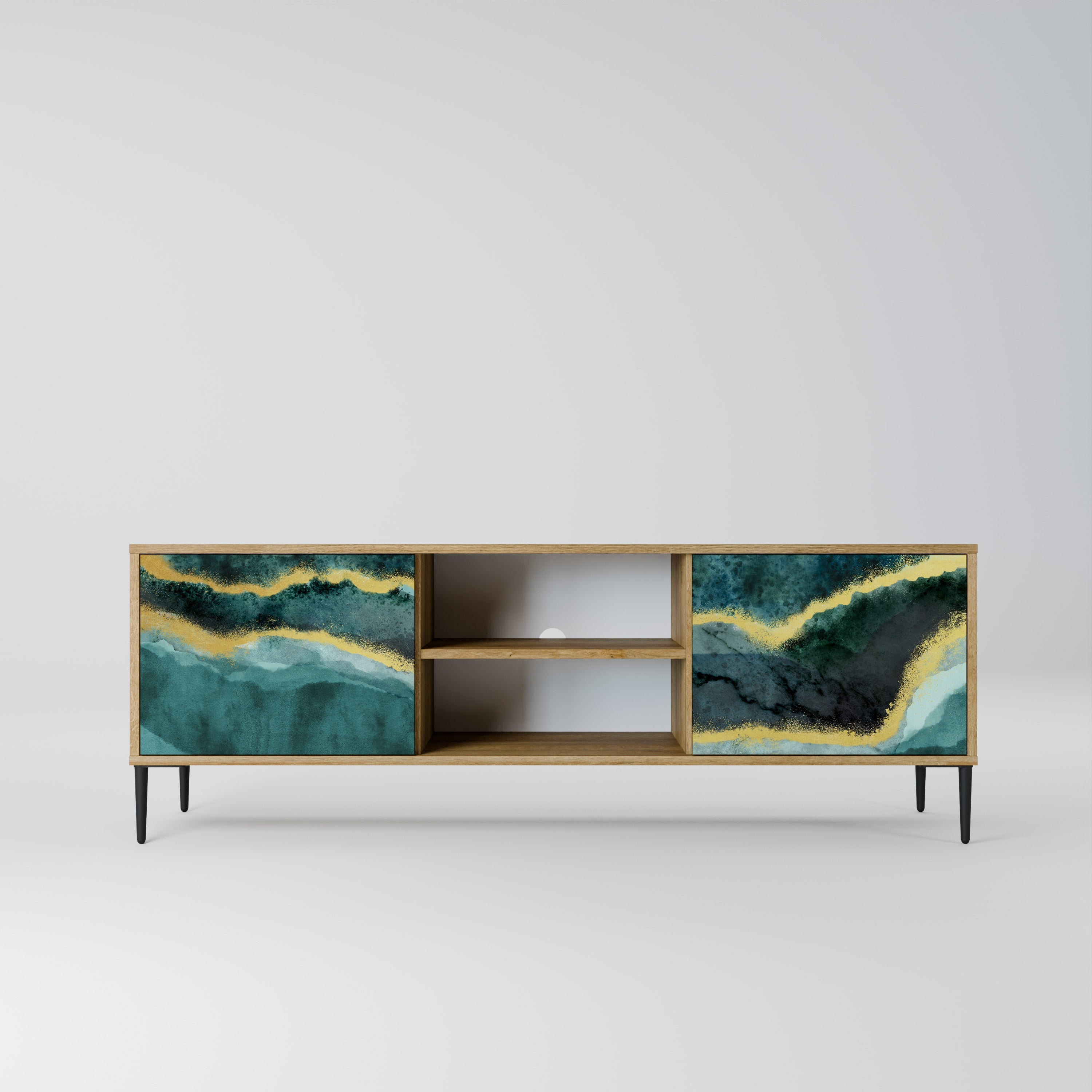 Meuble TV 2 portes GOLDRUSH ODYSSEY effet chêne