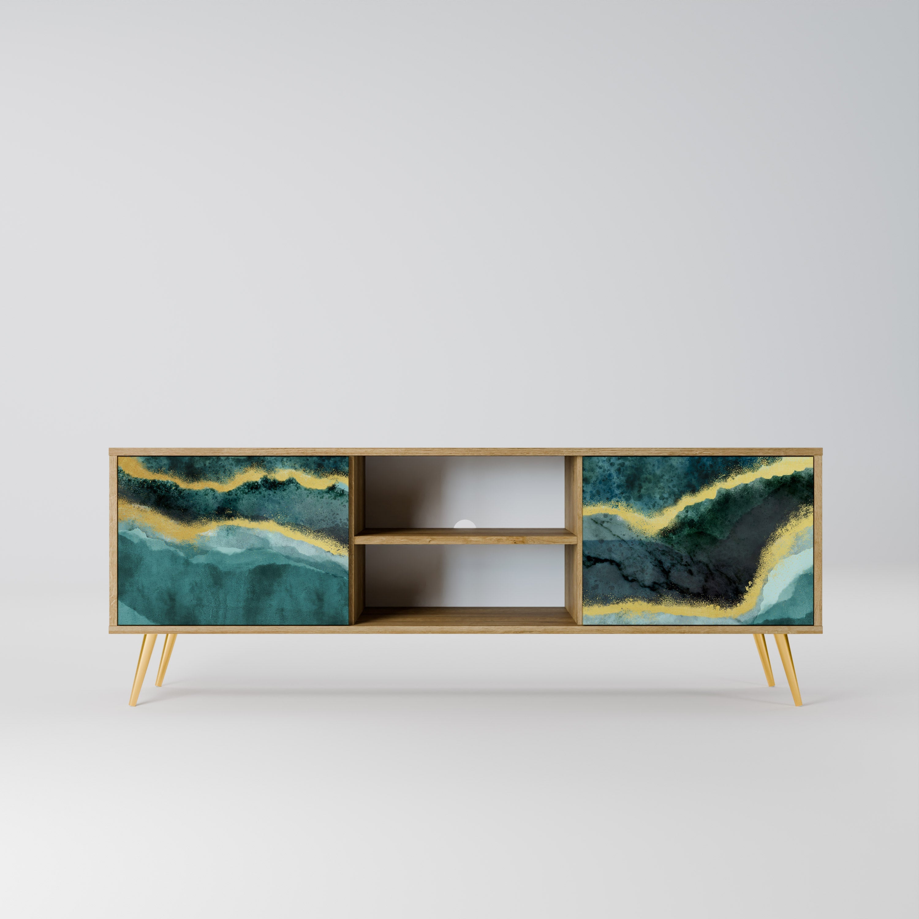 Meuble TV 2 portes GOLDRUSH ODYSSEY effet chêne