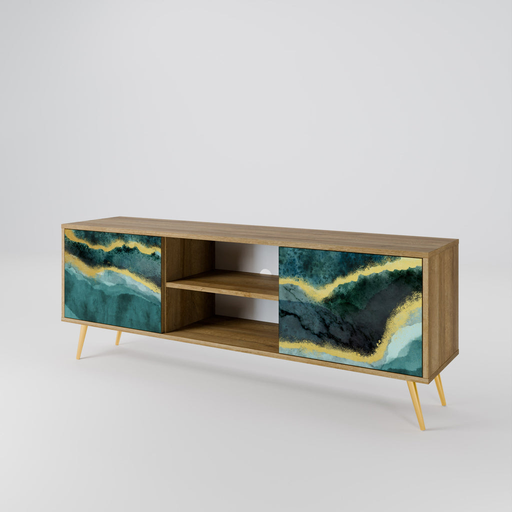 Meuble TV 2 portes GOLDRUSH ODYSSEY effet chêne