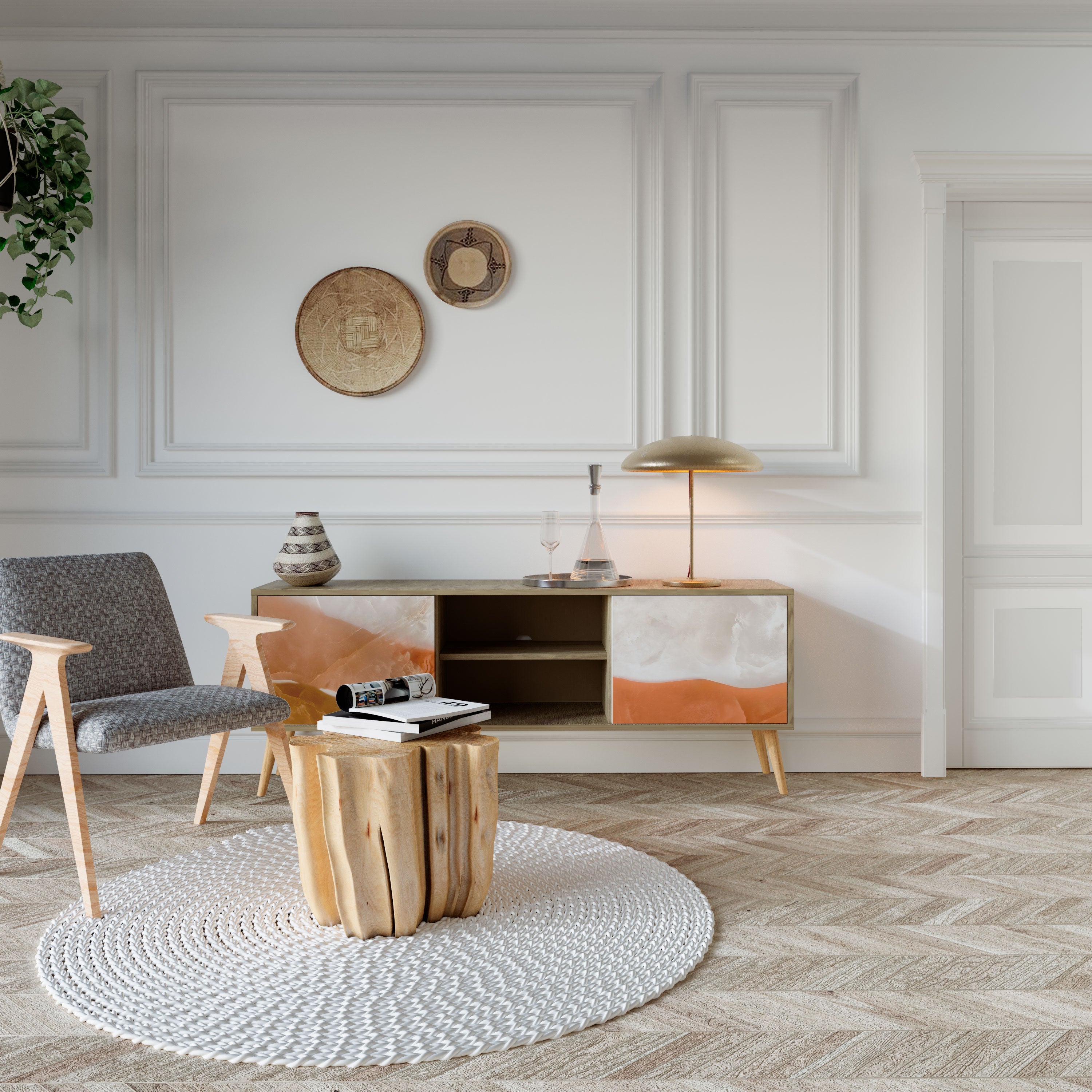 Meuble TV 2 portes SANDHILLS SPLENDOUR effet chêne