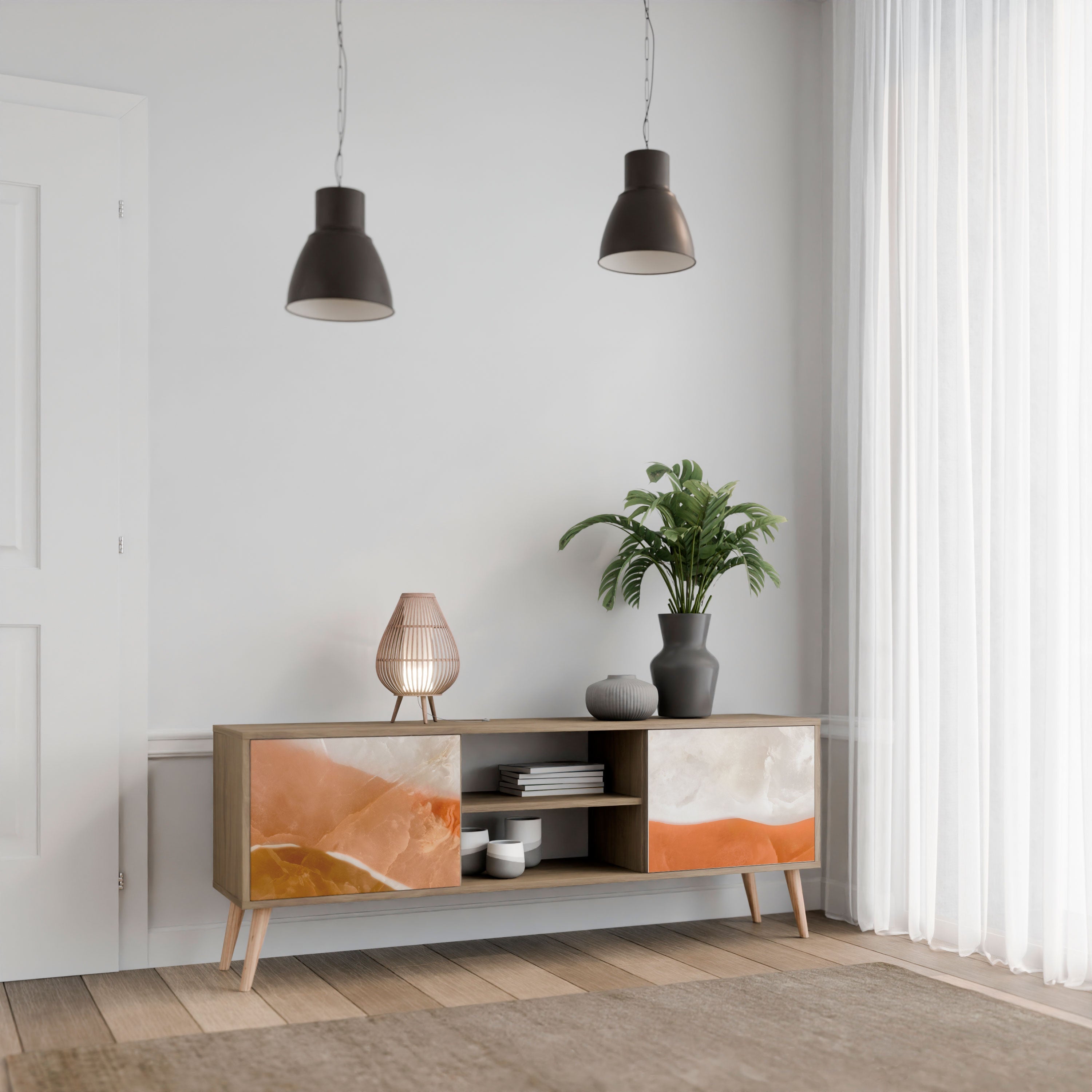 Meuble TV 2 portes SANDHILLS SPLENDOUR effet chêne