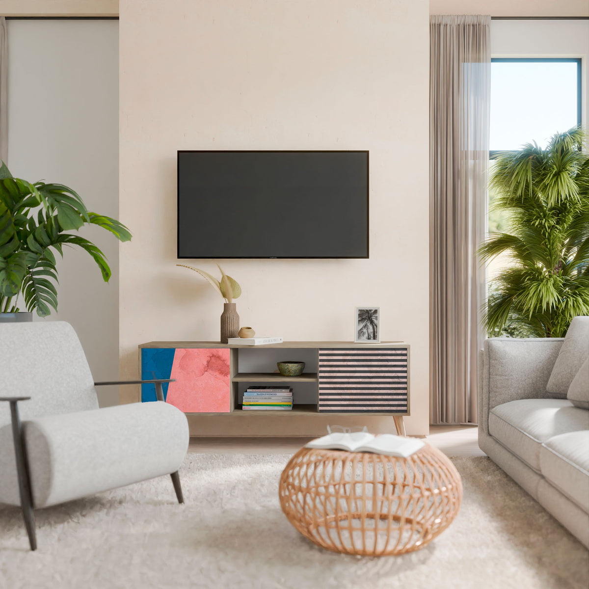 GLAMOROUS STRIPE 2-Door TV Cabinet