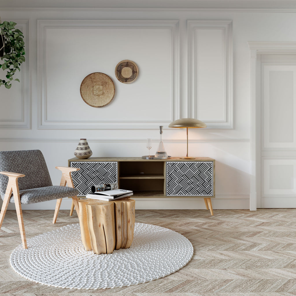 Meuble TV 2 portes TEMPORARY SEQUENCE effet chêne