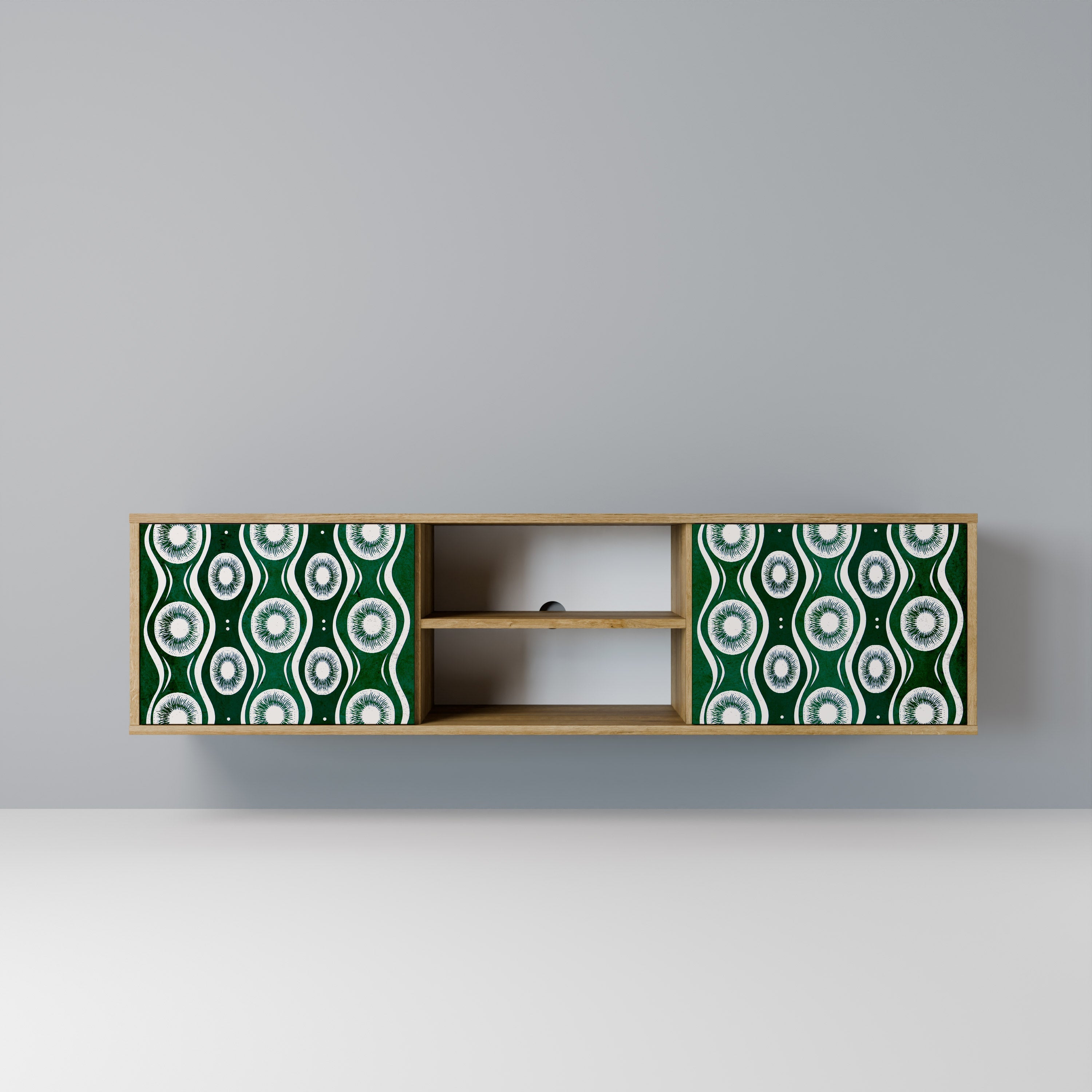 Meuble TV 2 portes GREEN EYES effet chêne