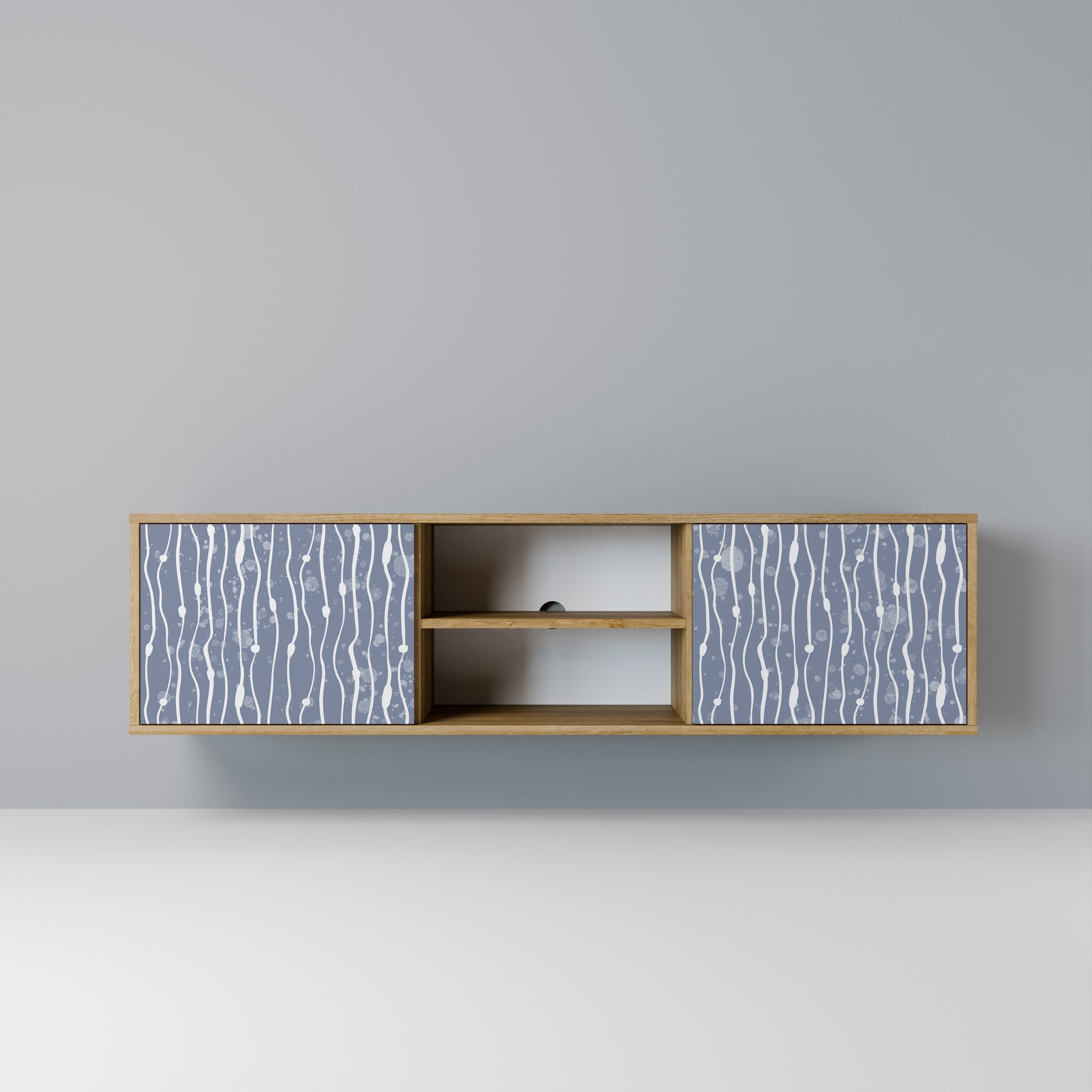 Meuble TV 2 portes GRAPHITE RAIN effet chêne