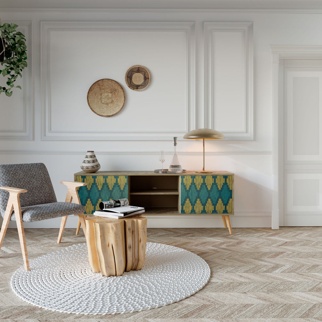 Meuble TV 2 portes POLYGONS effet chêne