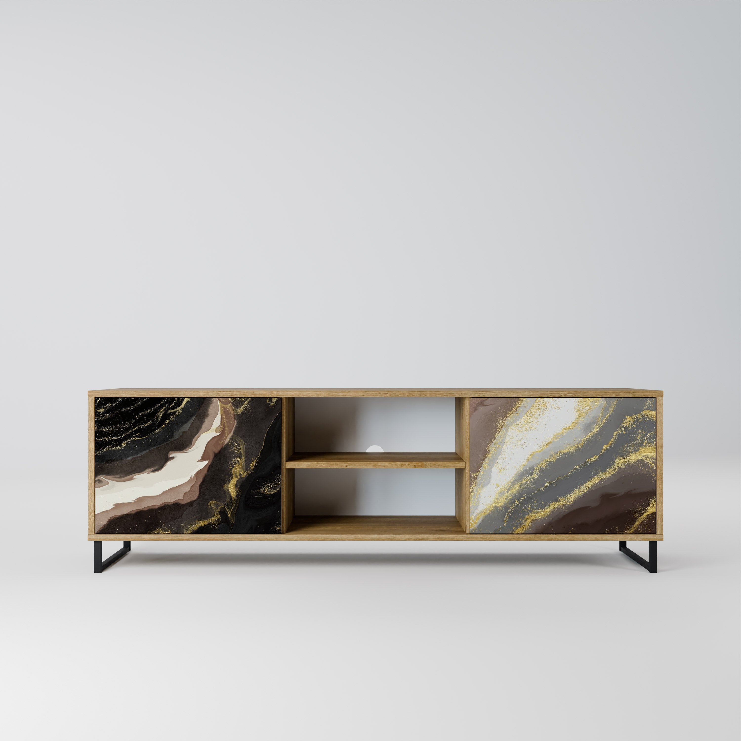 Meuble TV 2 portes GOLD DUST effet chêne