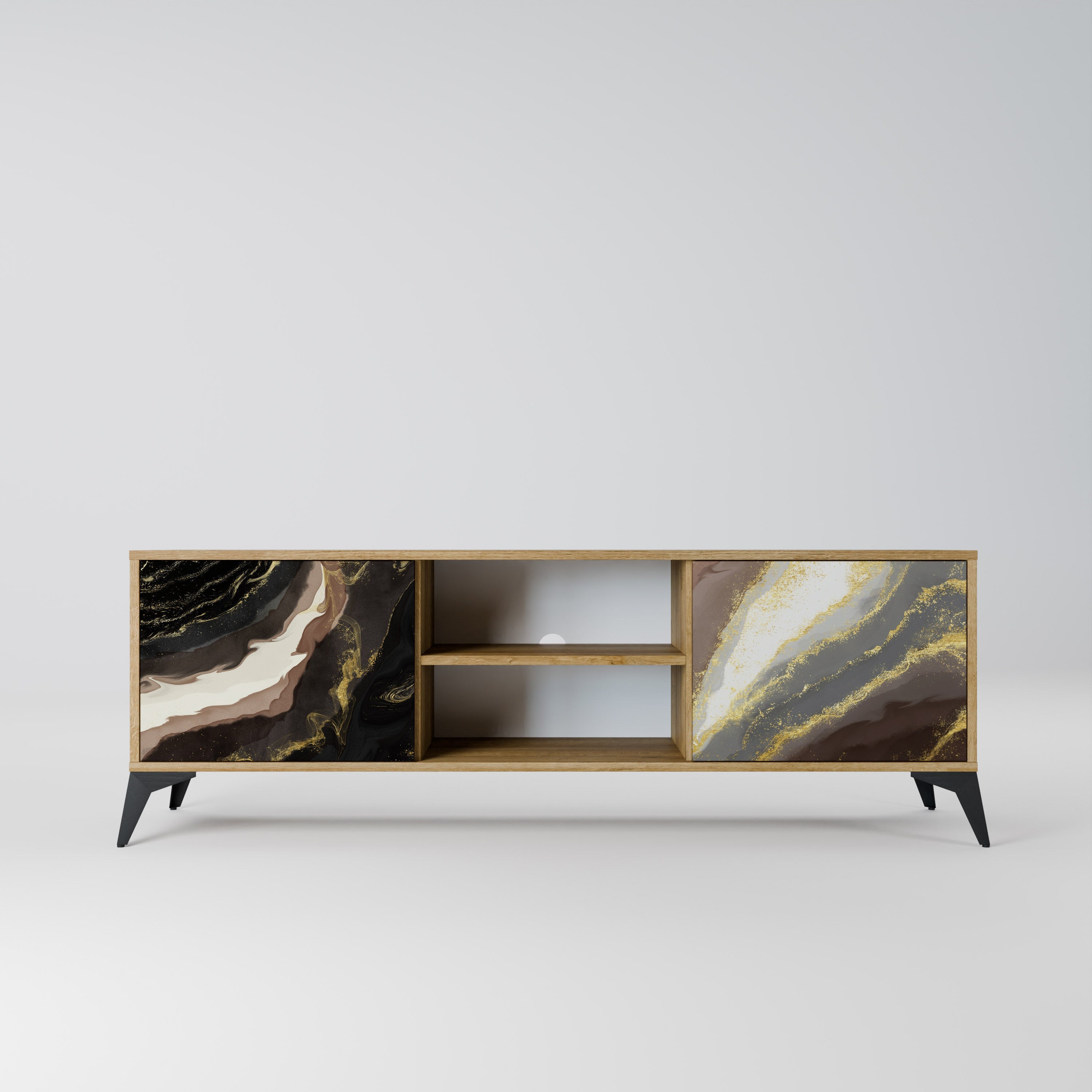 Meuble TV 2 portes GOLD DUST effet chêne