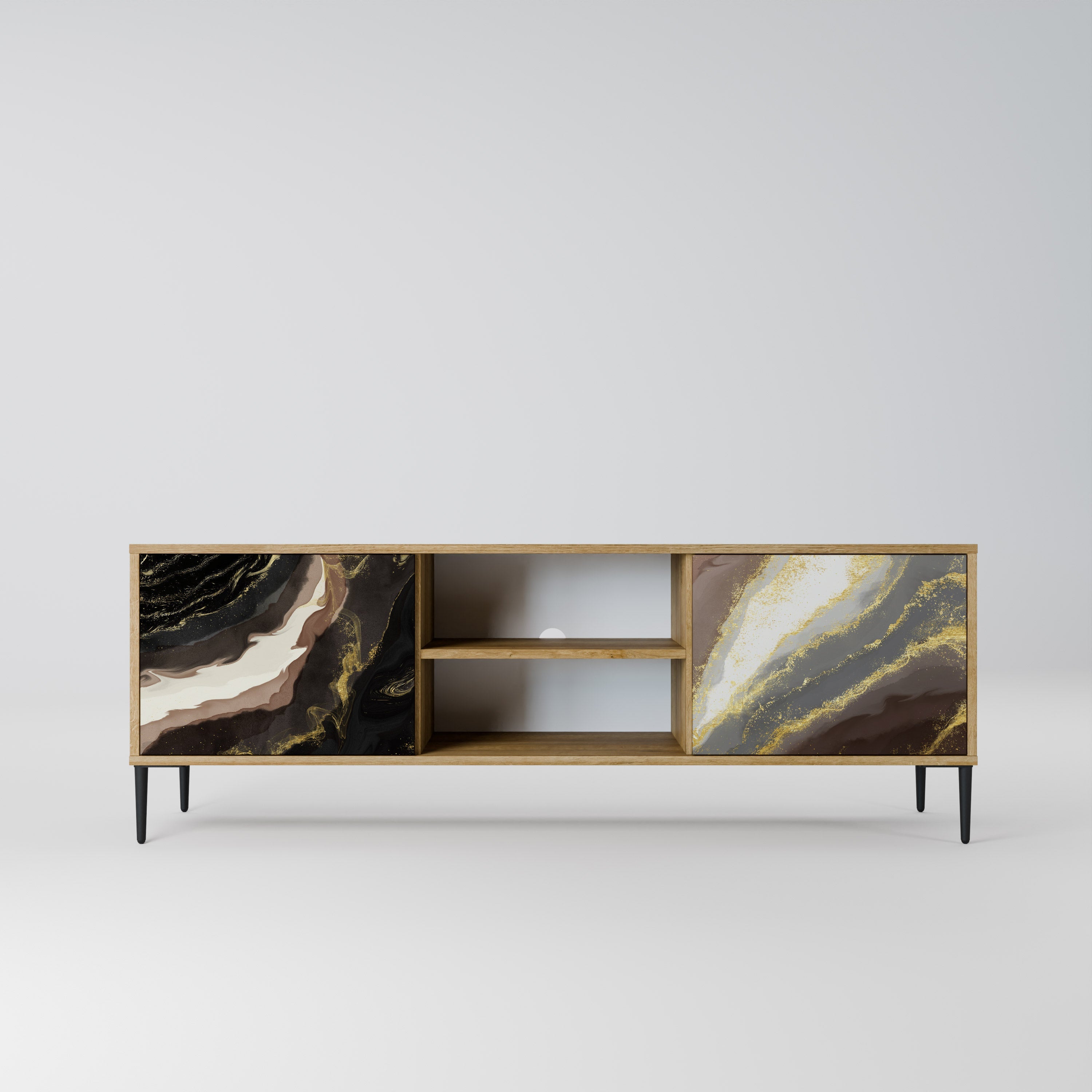 Meuble TV 2 portes GOLD DUST effet chêne