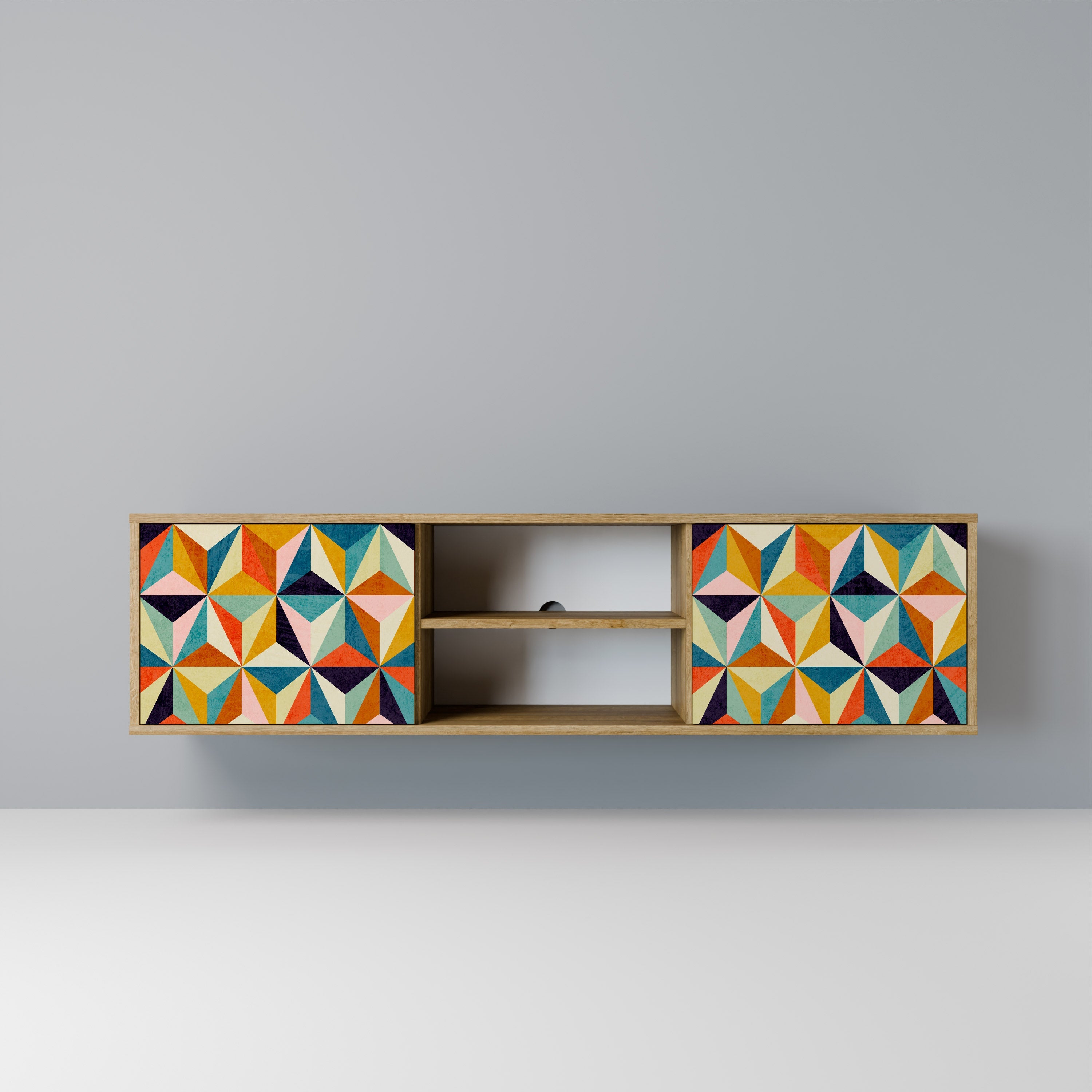 Meuble TV 2 portes TESSELATE TREASURES effet chêne