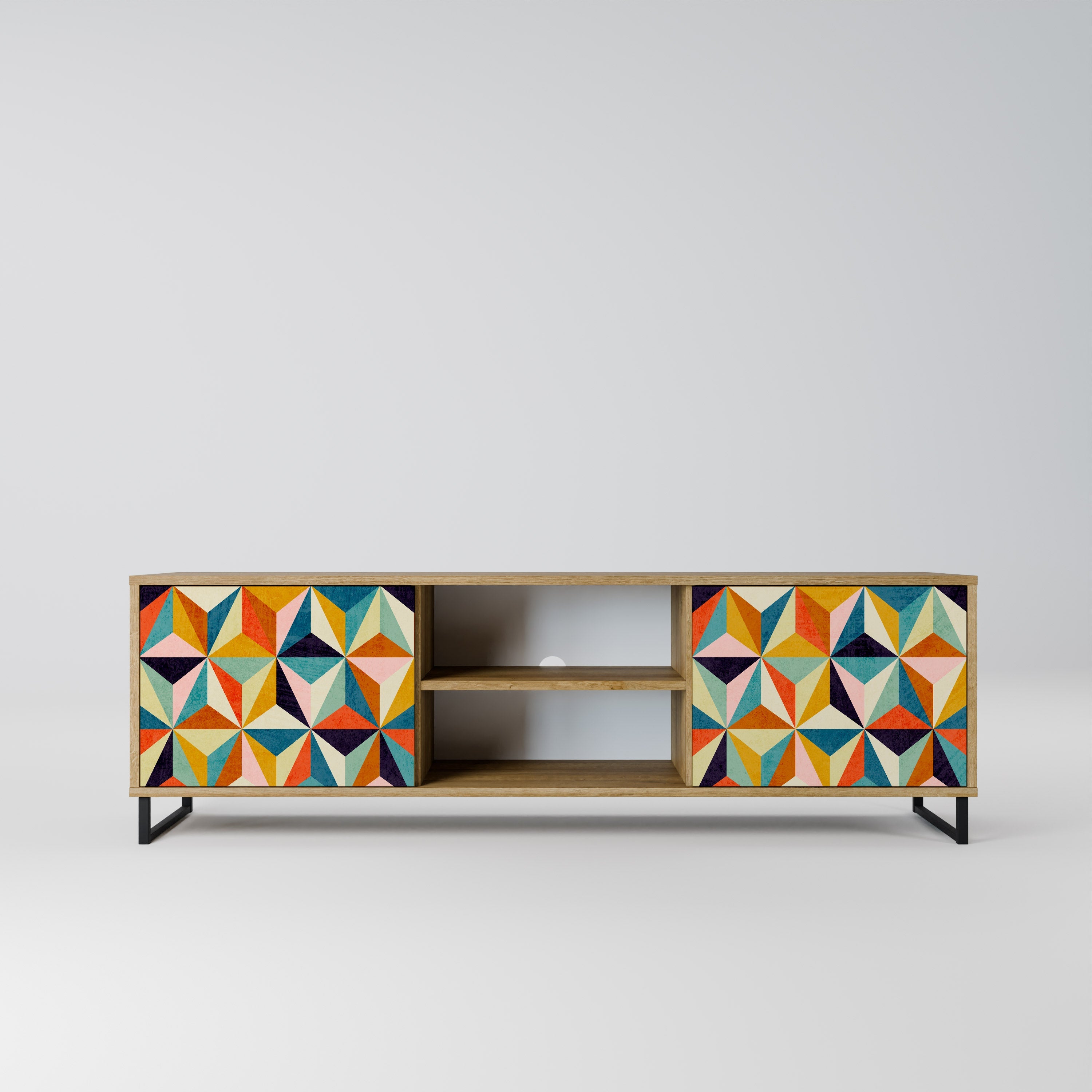 Meuble TV 2 portes TESSELATE TREASURES effet chêne