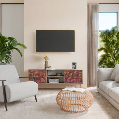 PAINTED SQUARES 2-Door TV Cabinet