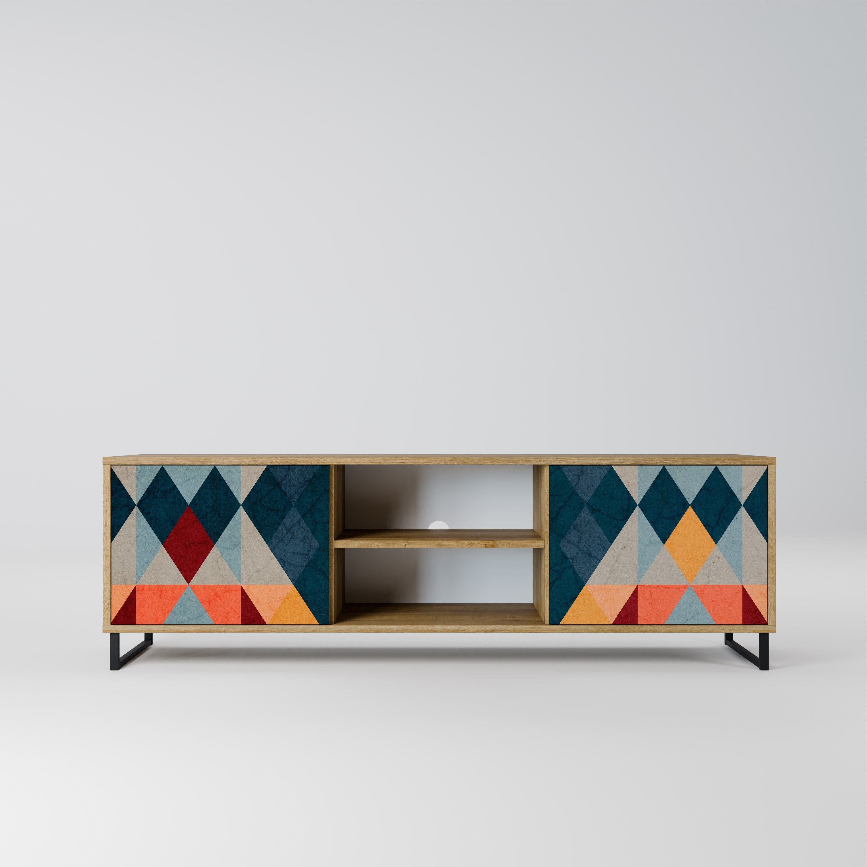 Meuble TV 2 portes CRACKED ILLUSION effet chêne