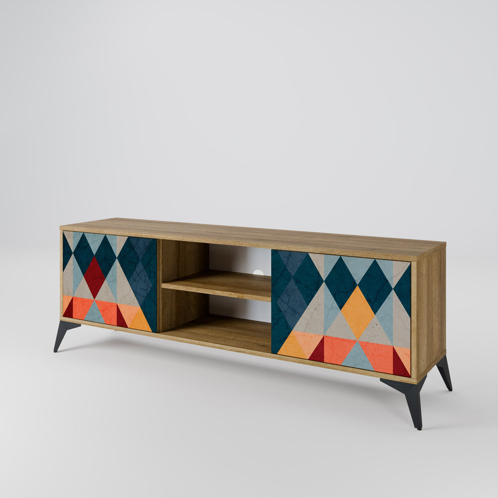 Meuble TV 2 portes CRACKED ILLUSION effet chêne
