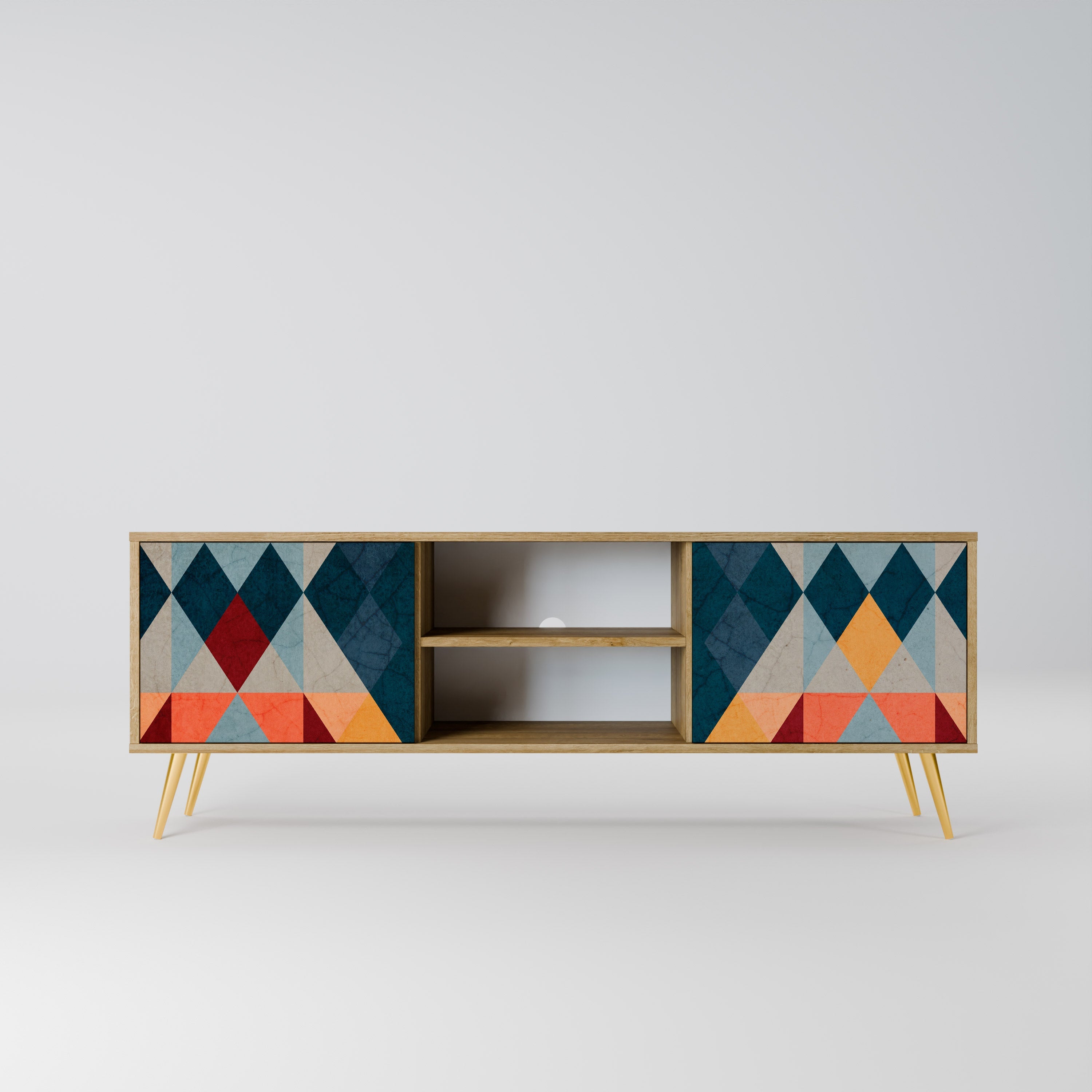 Meuble TV 2 portes CRACKED ILLUSION effet chêne