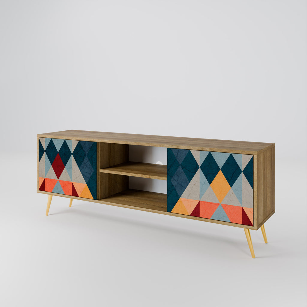 Meuble TV 2 portes CRACKED ILLUSION effet chêne