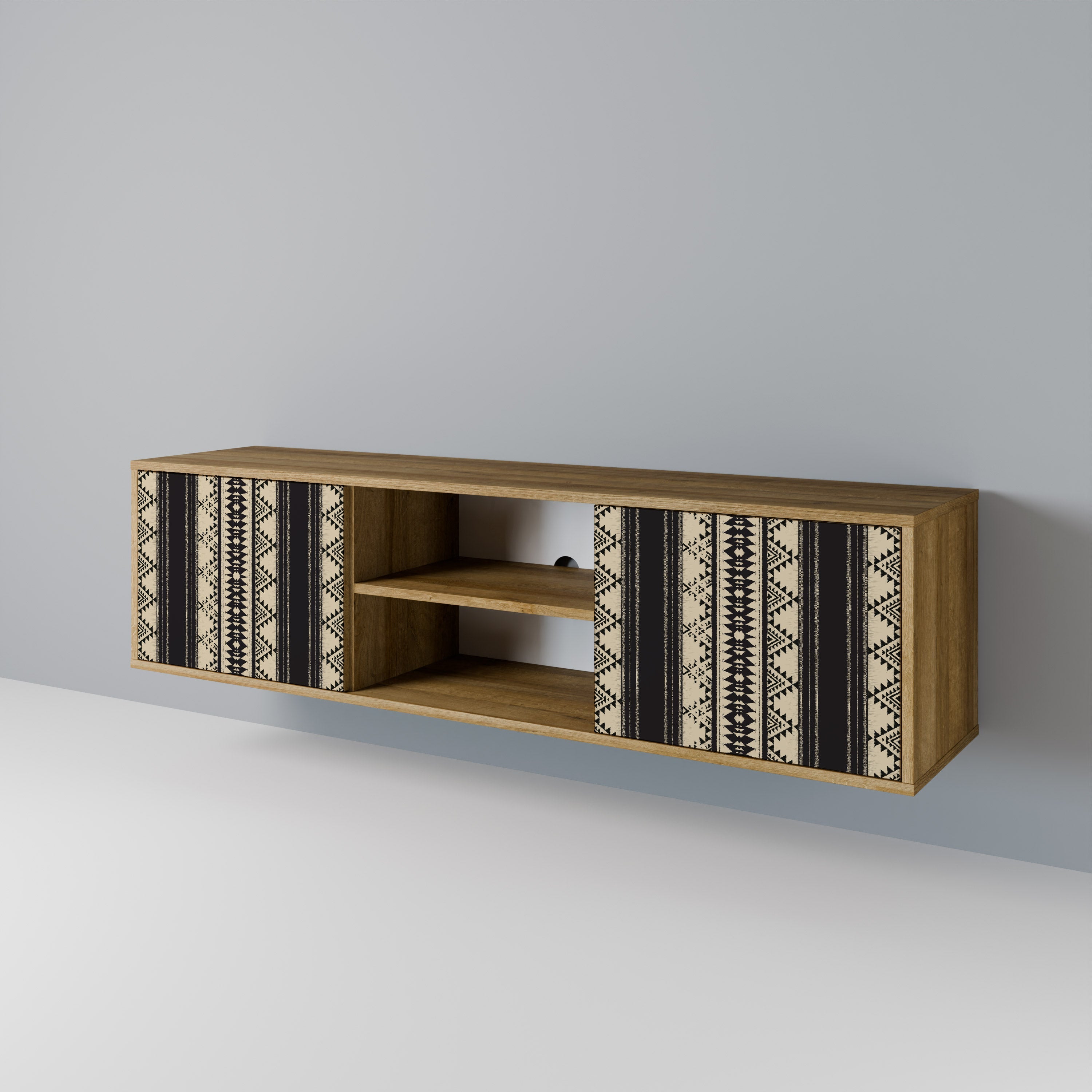 Meuble TV 2 portes AZTEC effet chêne