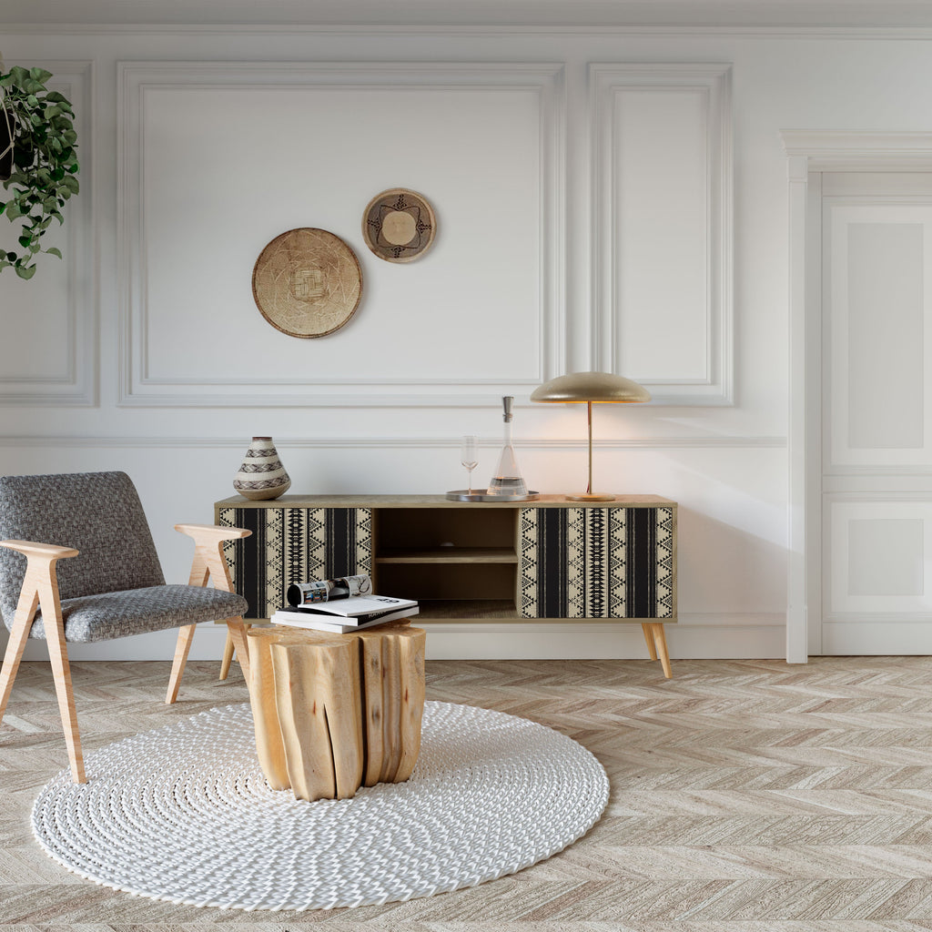 Meuble TV 2 portes AZTEC effet chêne