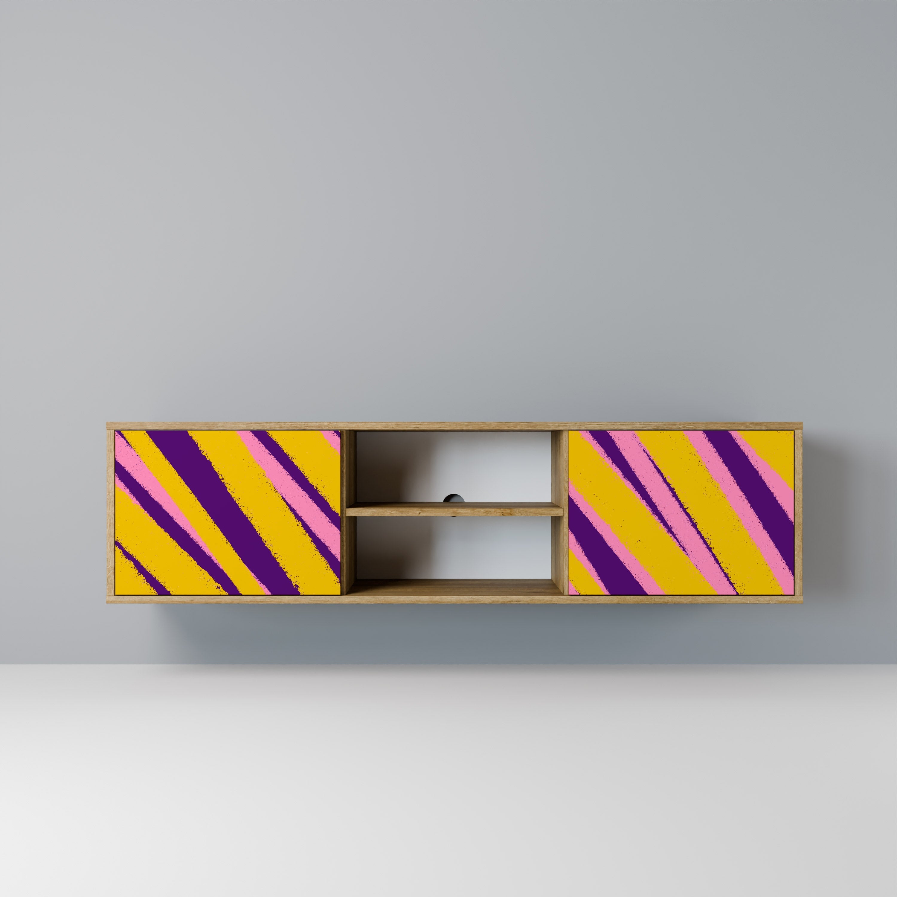 Meuble TV 2 portes DREAMS COME TRUE effet chêne