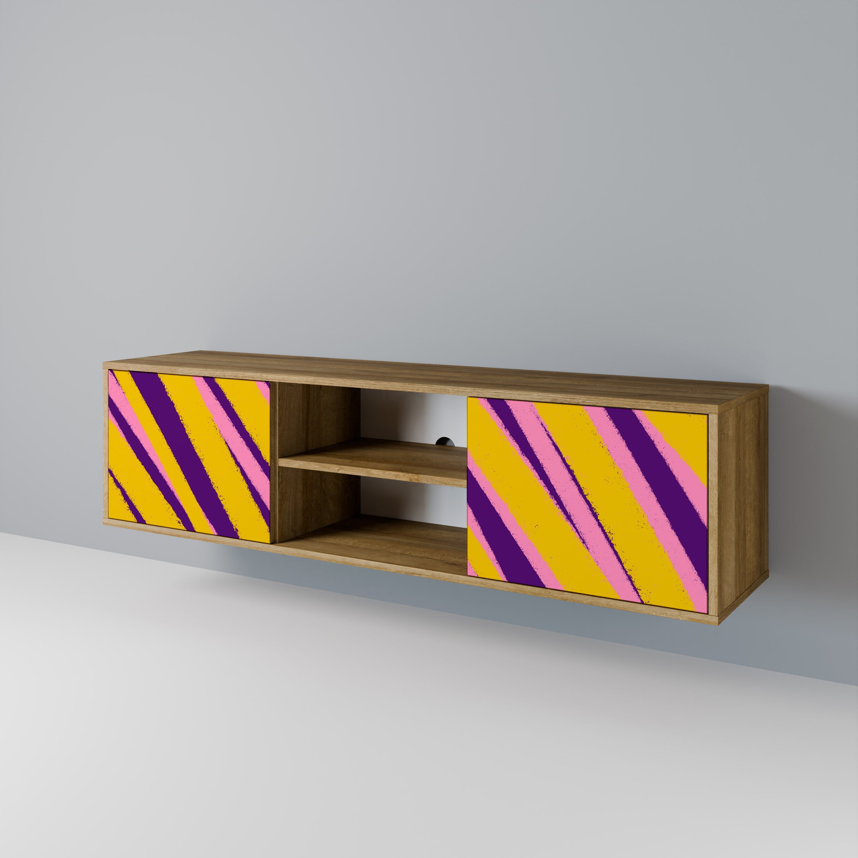 Meuble TV 2 portes DREAMS COME TRUE effet chêne