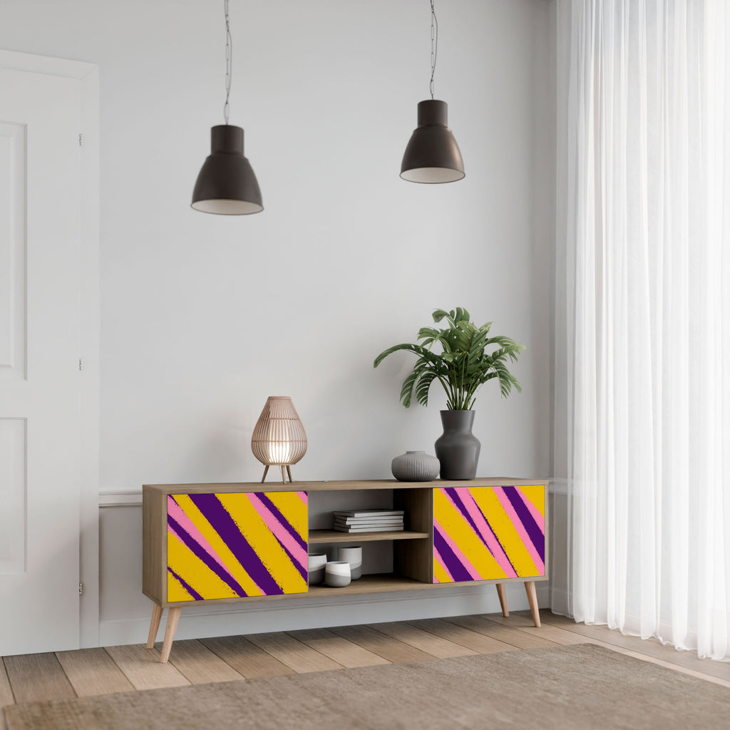 Meuble TV 2 portes DREAMS COME TRUE effet chêne