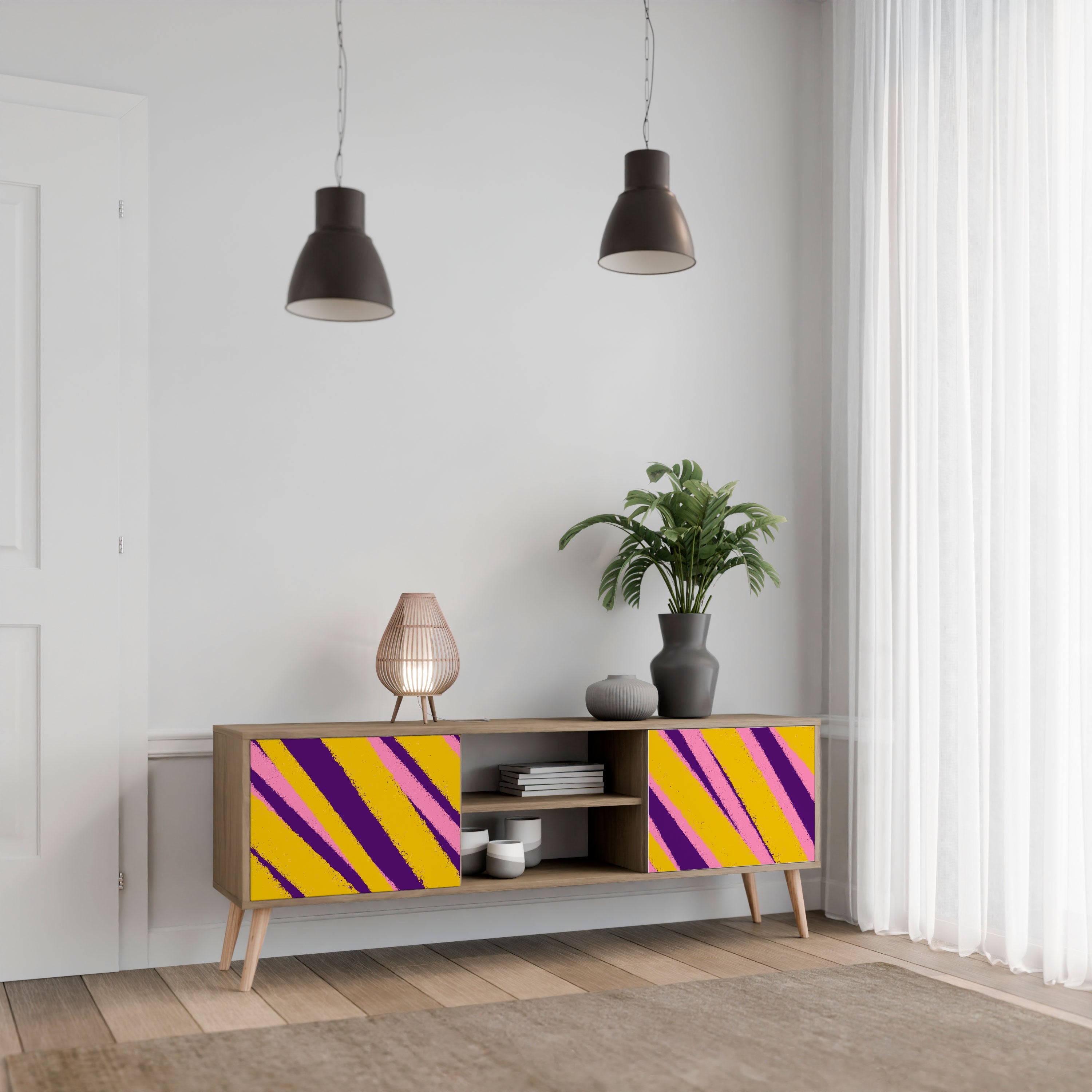 Meuble TV 2 portes DREAMS COME TRUE effet chêne