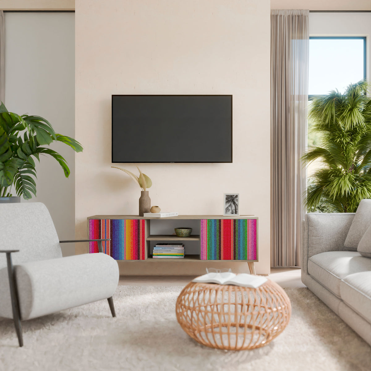 ETHNIC MEXICAN 2-Door TV Cabinet