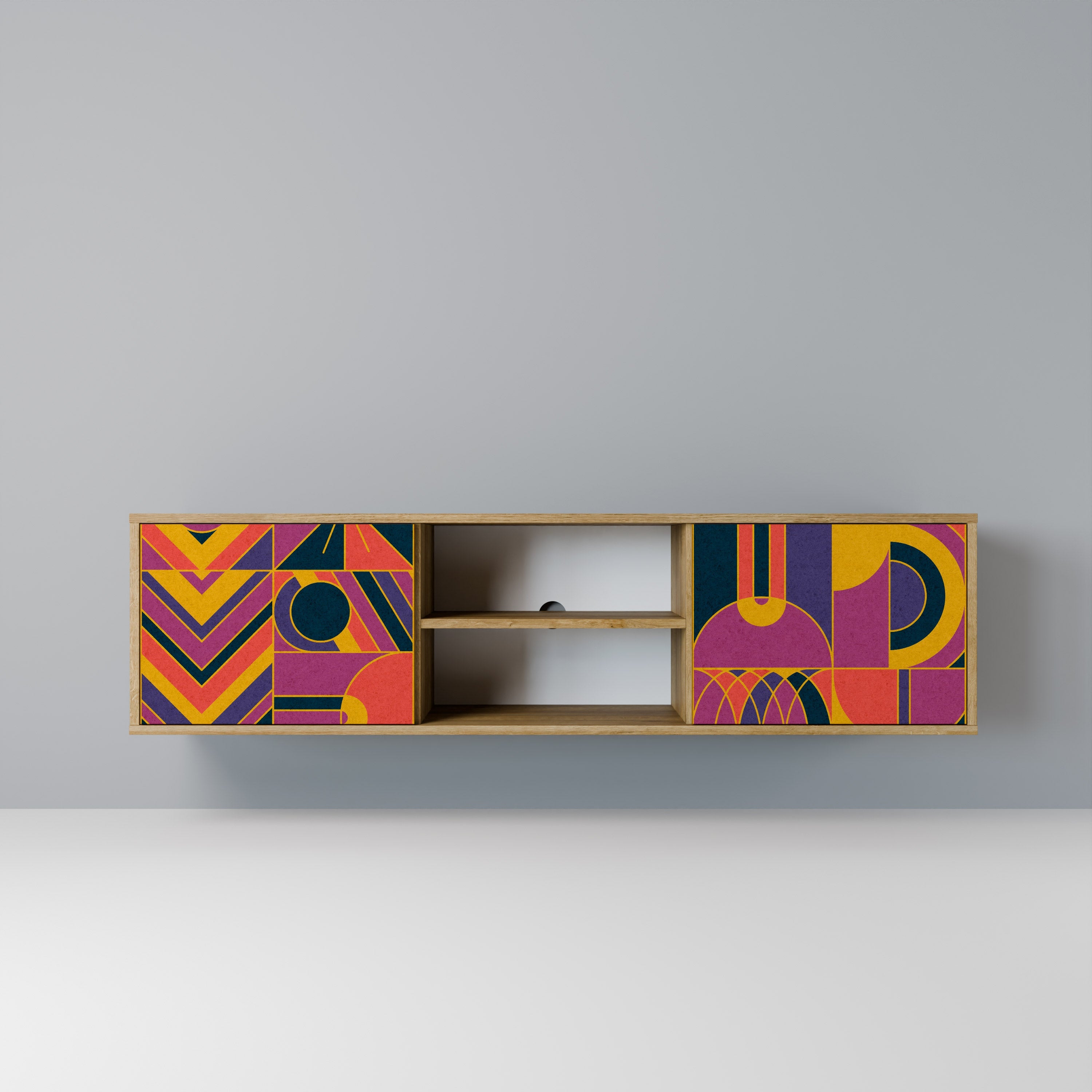 Meuble TV 2 portes ELECTRIC PATTERNS effet chêne