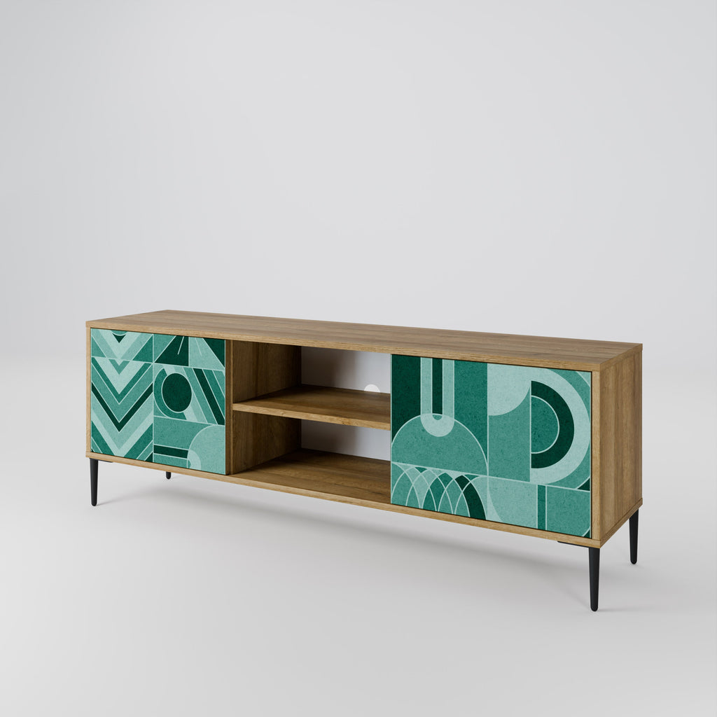 Meuble TV 2 portes HARMONIC GRID effet chêne