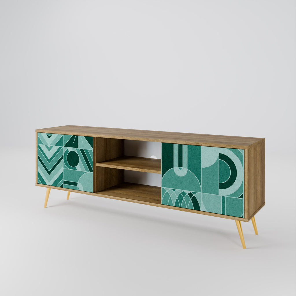 Meuble TV 2 portes HARMONIC GRID effet chêne